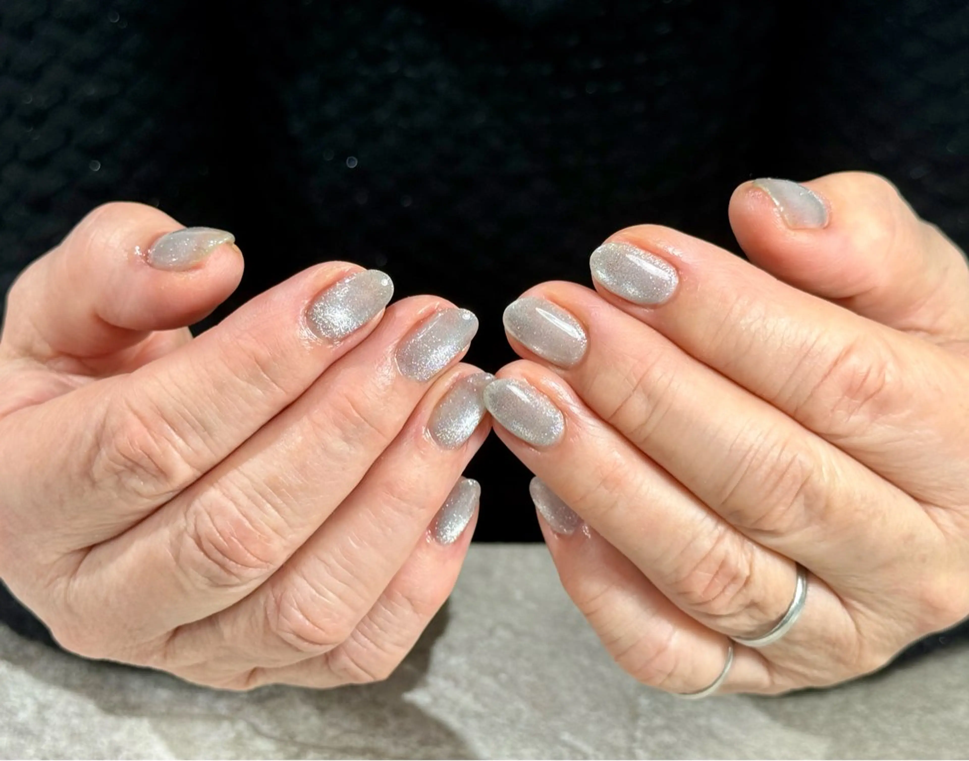 ネイル マグネットネイル シルバー Ruru akari 大阪天王寺のネイルデザイン