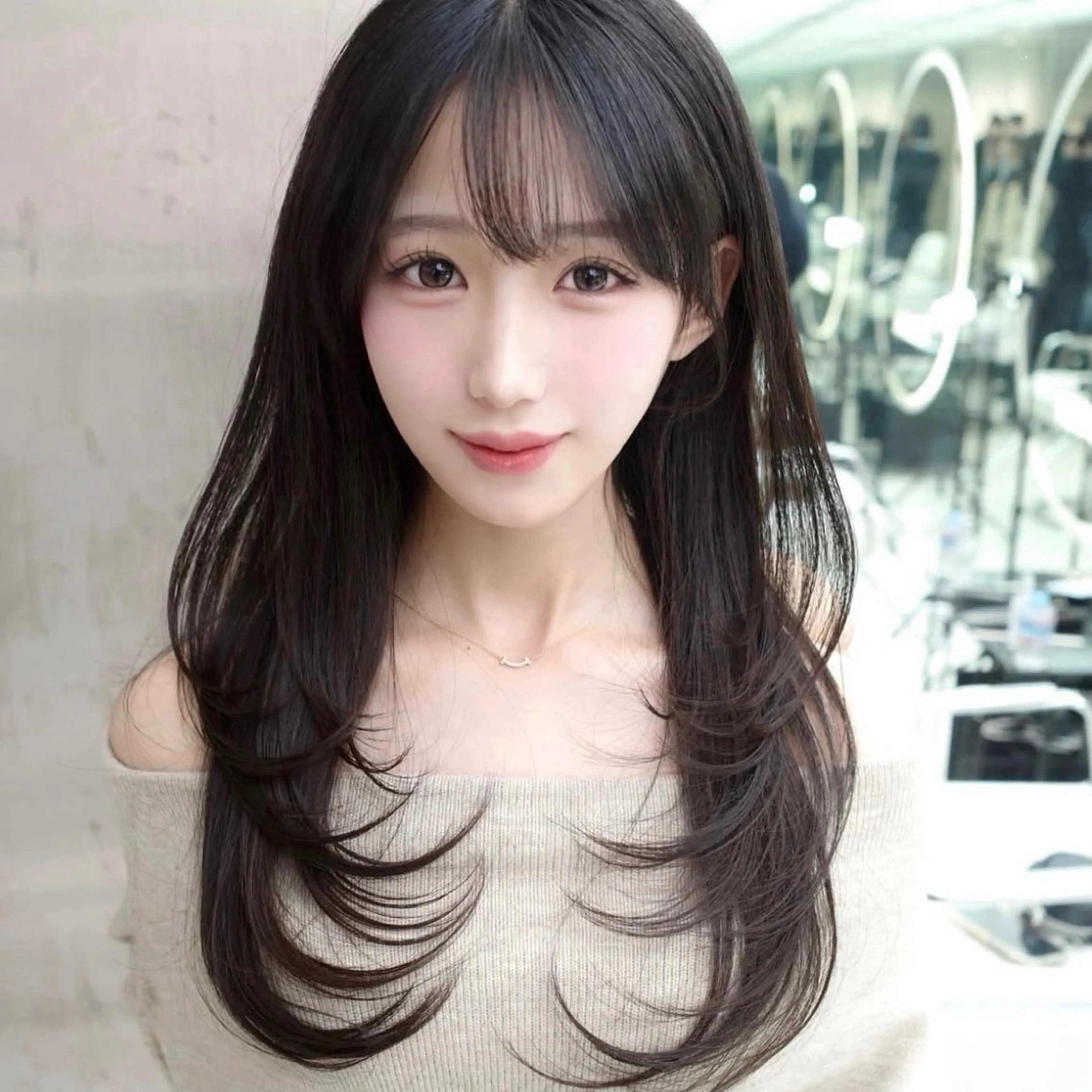 ロング カラー くびれヘア 顔周りカット ハイレイヤー 韓国風ヘア レイヤーカット カット ヘアカラー トリートメント Nao/ 大宮/レイヤーカットのヘアスタイル