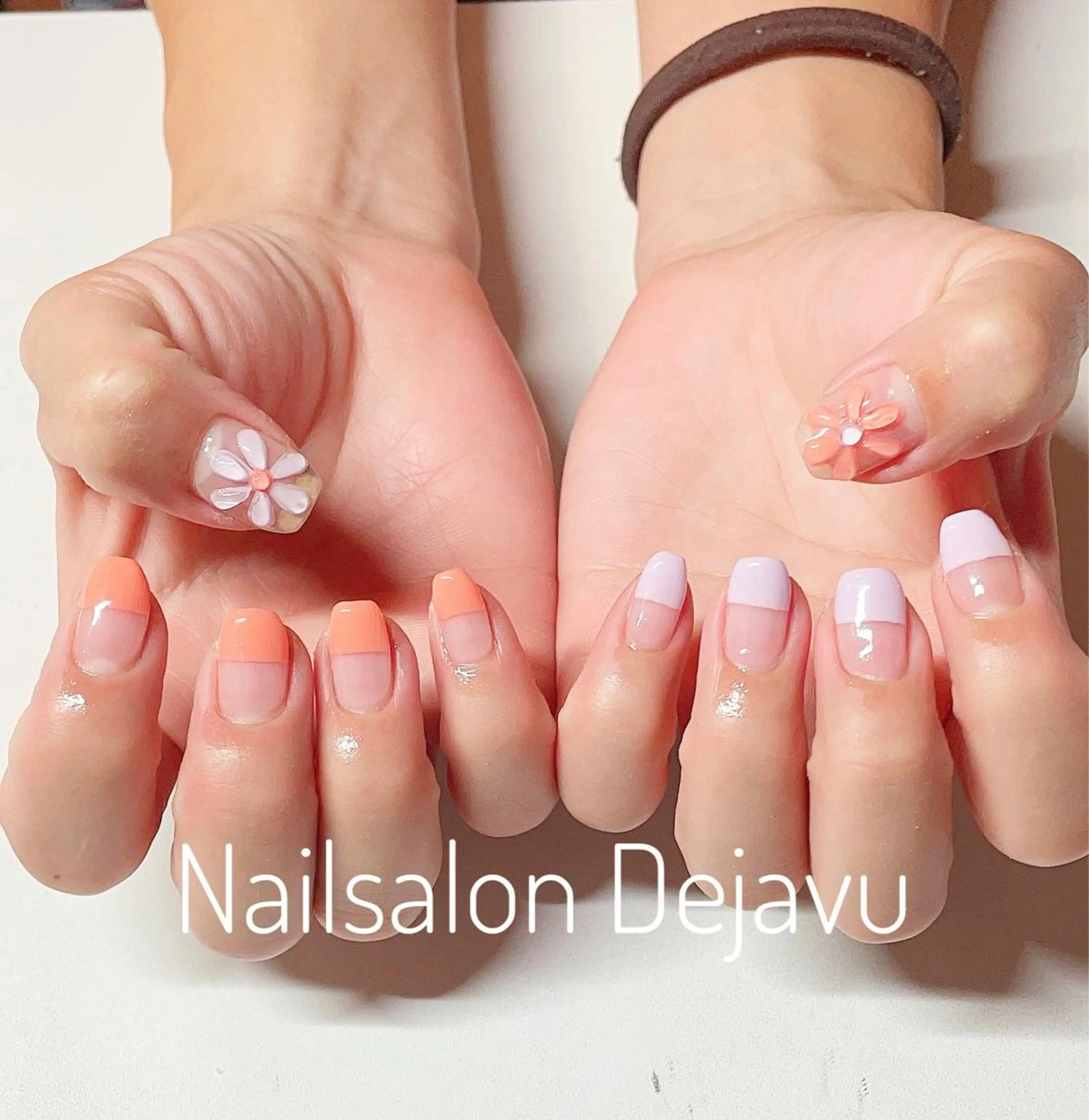 ネイル アートネイル クリアネイル フレンチネイル ジェルネイル オレンジ Dejavu所属・Nail salon Dejavu 🌿のネイルデザイン