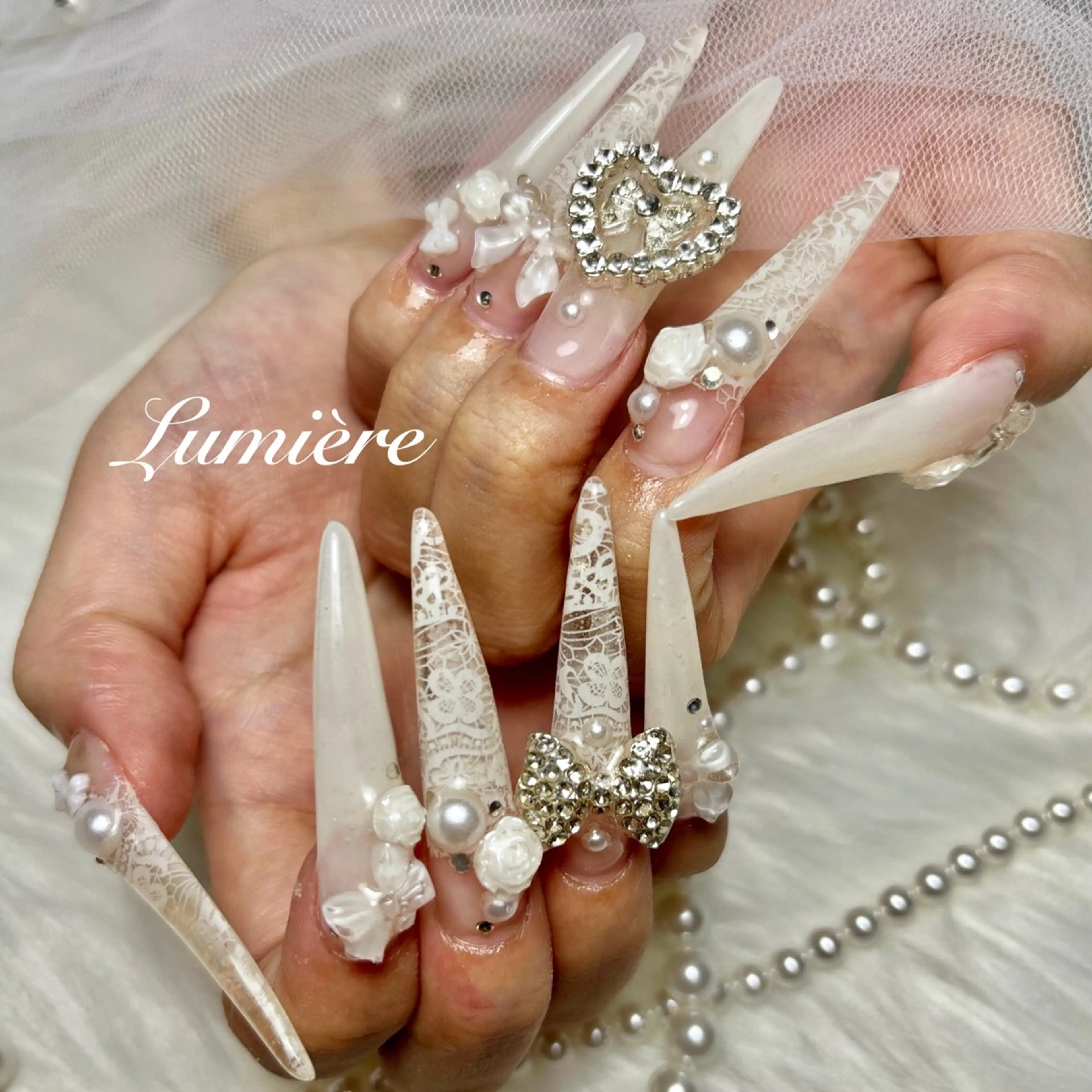 ネイル ロングネイル スーパーロングネイル ハンドネイル Lumière/ 超ロング/ワンホンのネイルデザイン