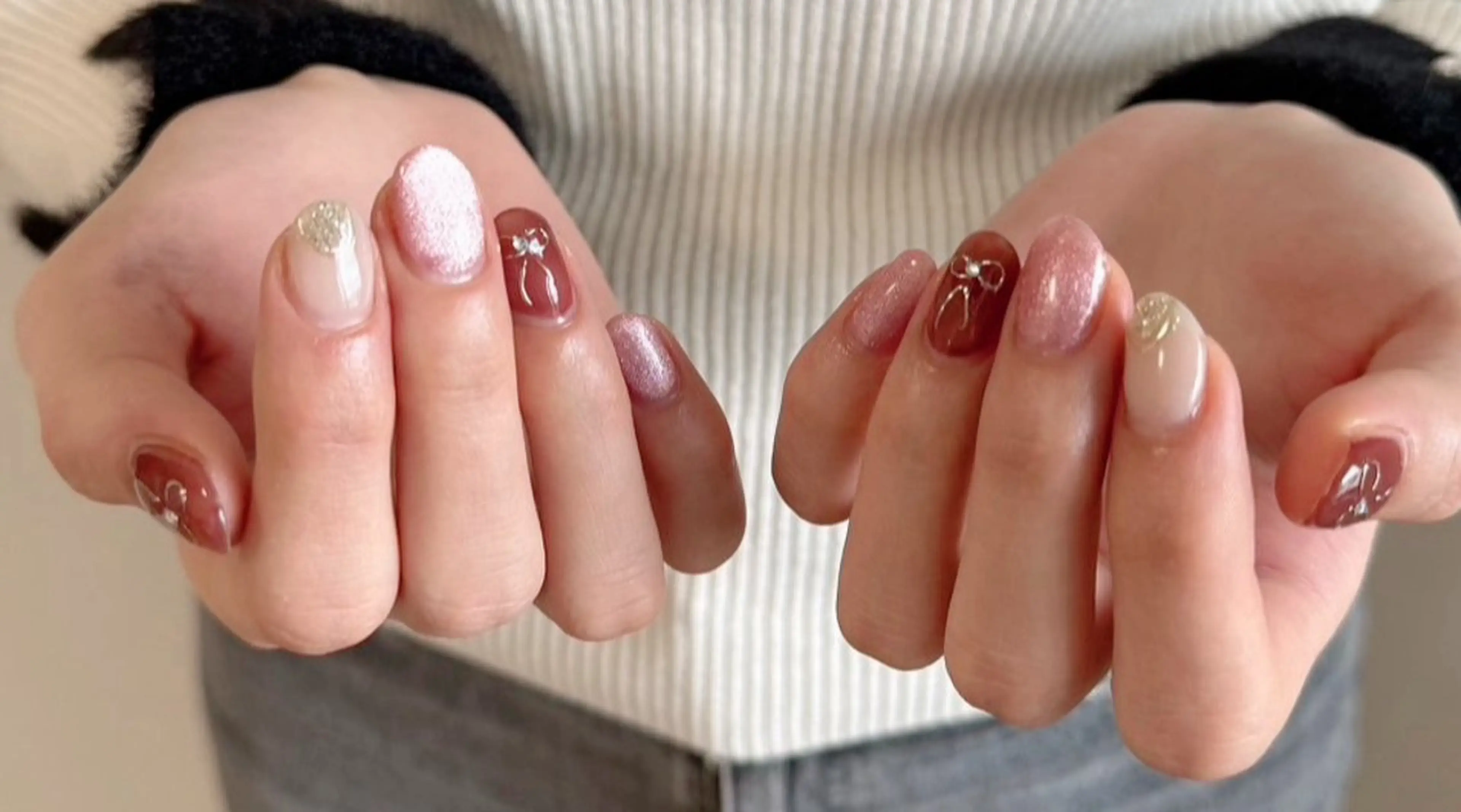 ネイル ピンク リボン バレンタイン nail salon kicchiのネイルデザイン