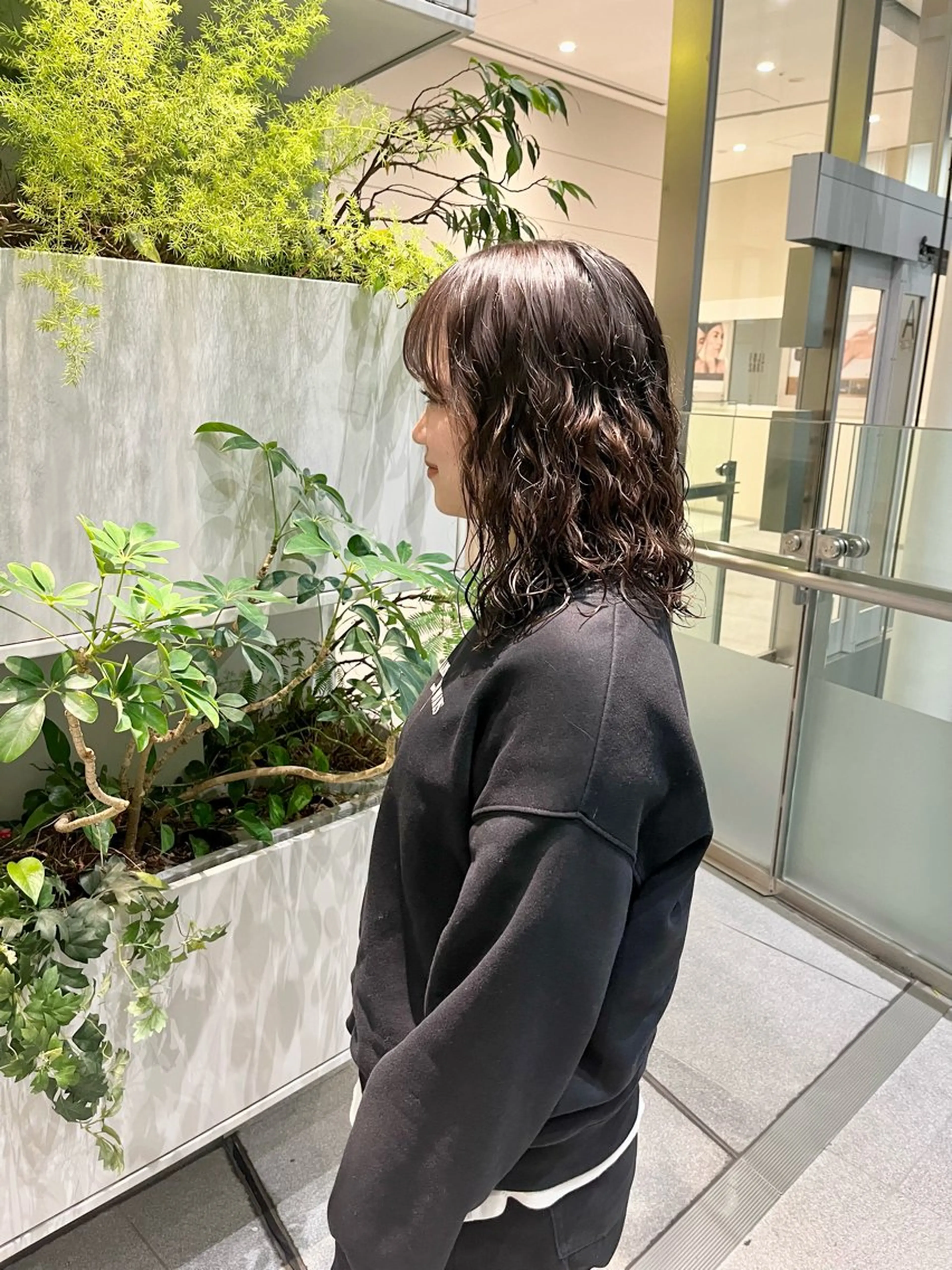 ミディアム パーマ カット パーマ トリートメント つぼみ/パーマ ／レイヤー／ボブのヘアスタイル