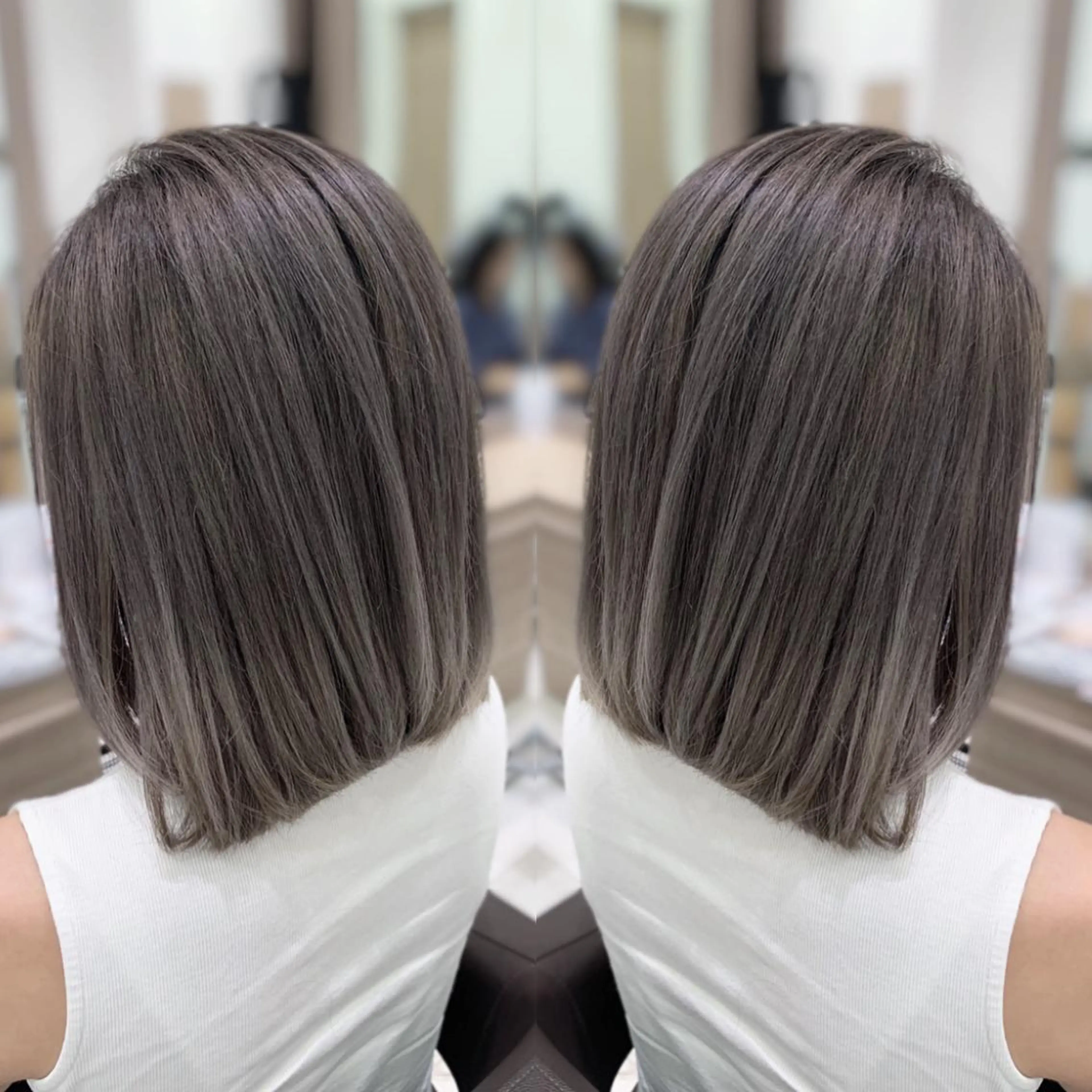 ショート カラー ブリーチ グレージュ シルバー カット ヘアカラー トリートメント N° jillva ♦️川端裕司♦️のヘアスタイル