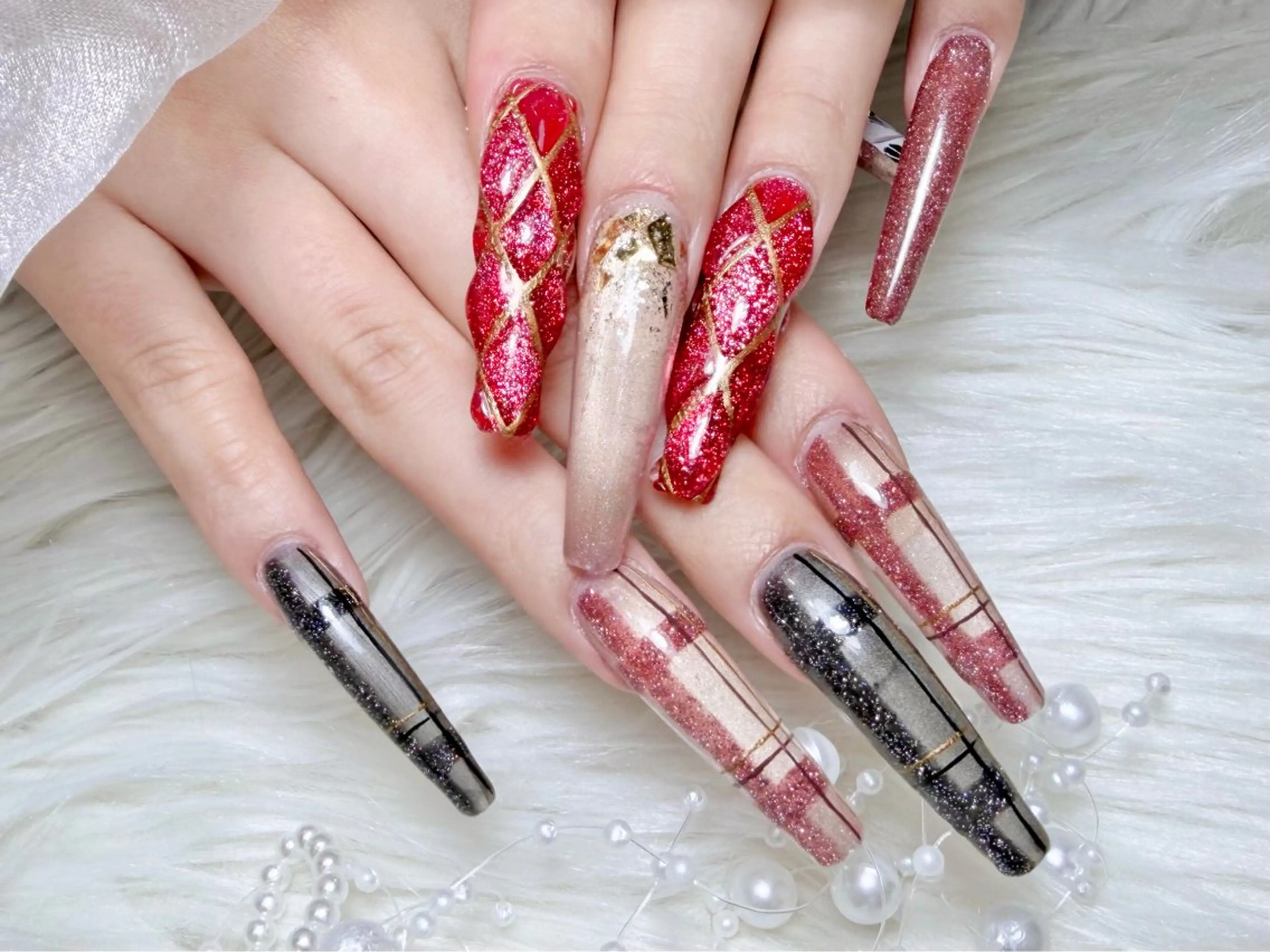 ネイル ロングネイル スカルプネイル ワンホンネイル ゆりか ジョアアンジェ福島のネイルデザイン