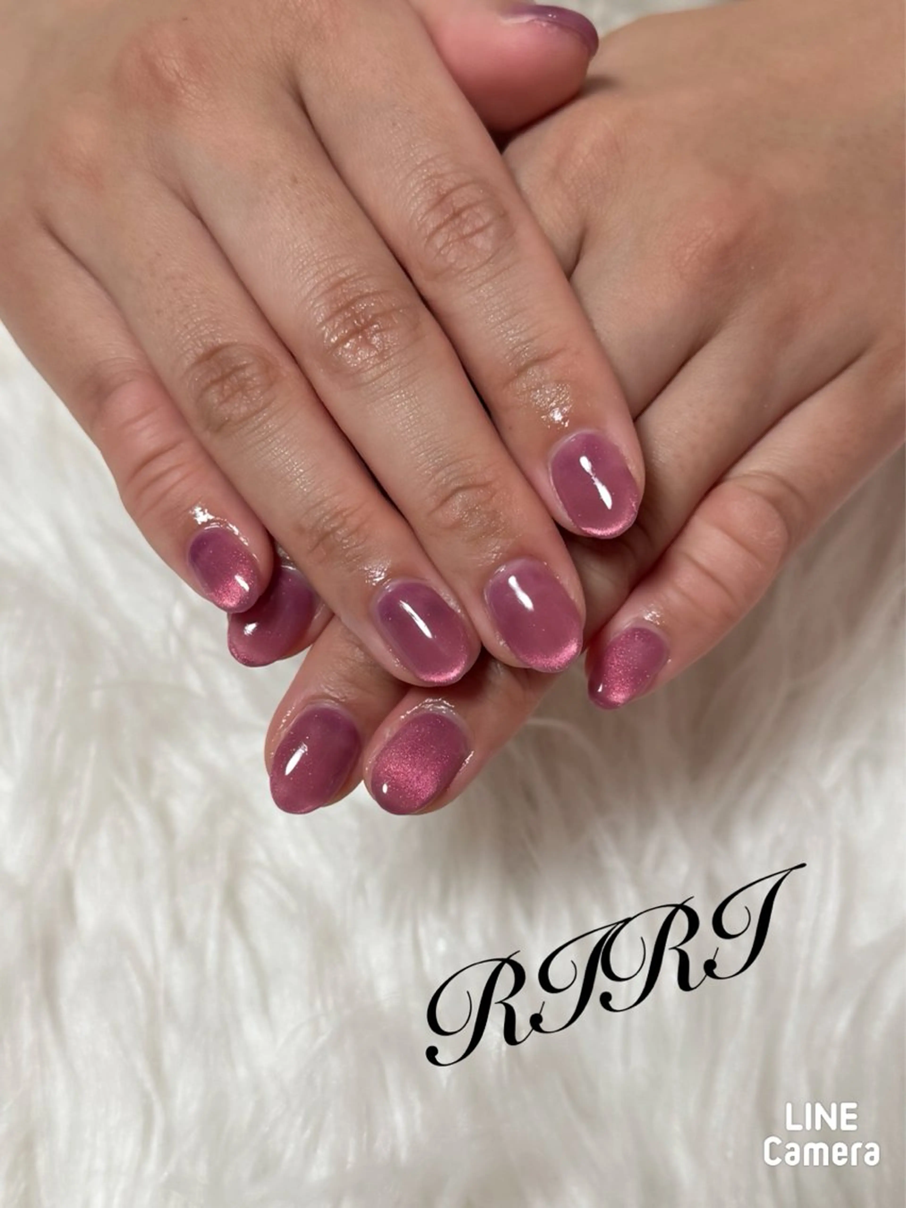 ネイル ジェルネイル マグネットネイル ピンク ショートネイル 春ネイル ハンドネイル riri オーナーのネイルデザイン