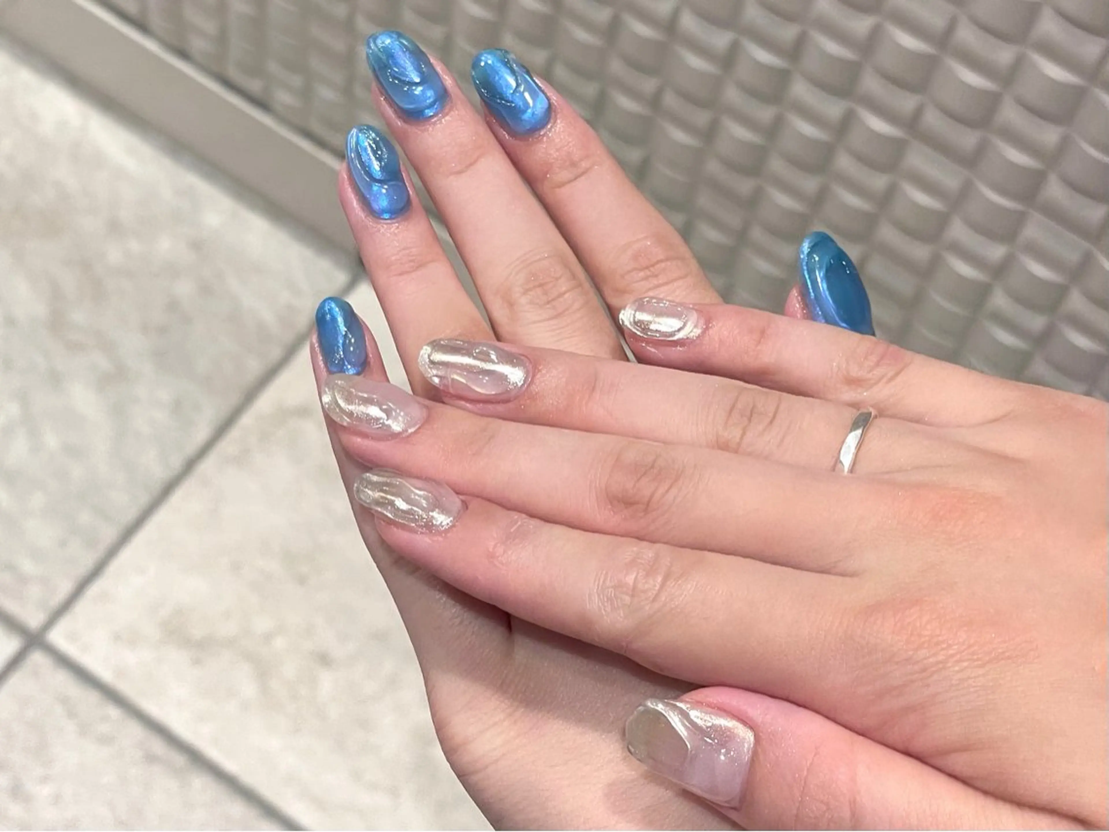 ネイル オーロラネイル ミラーネイル 夏ネイル ゆ きのネイルデザイン