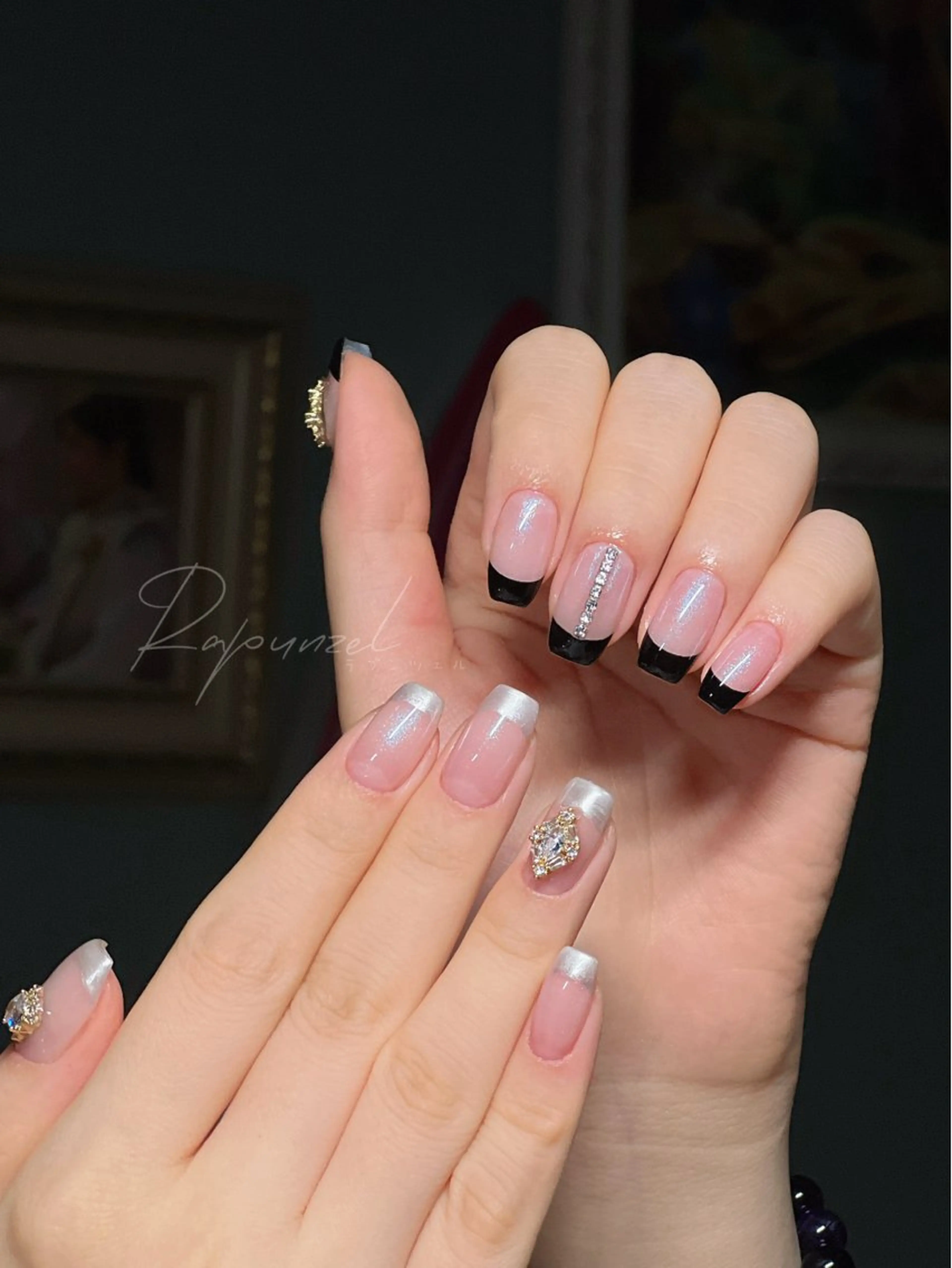 メンズ ネイル アートネイル フレンチネイル ジェルネイル キラキラネイル パラジェル ハンドネイル Bloom スカルプ専門店のネイルデザイン