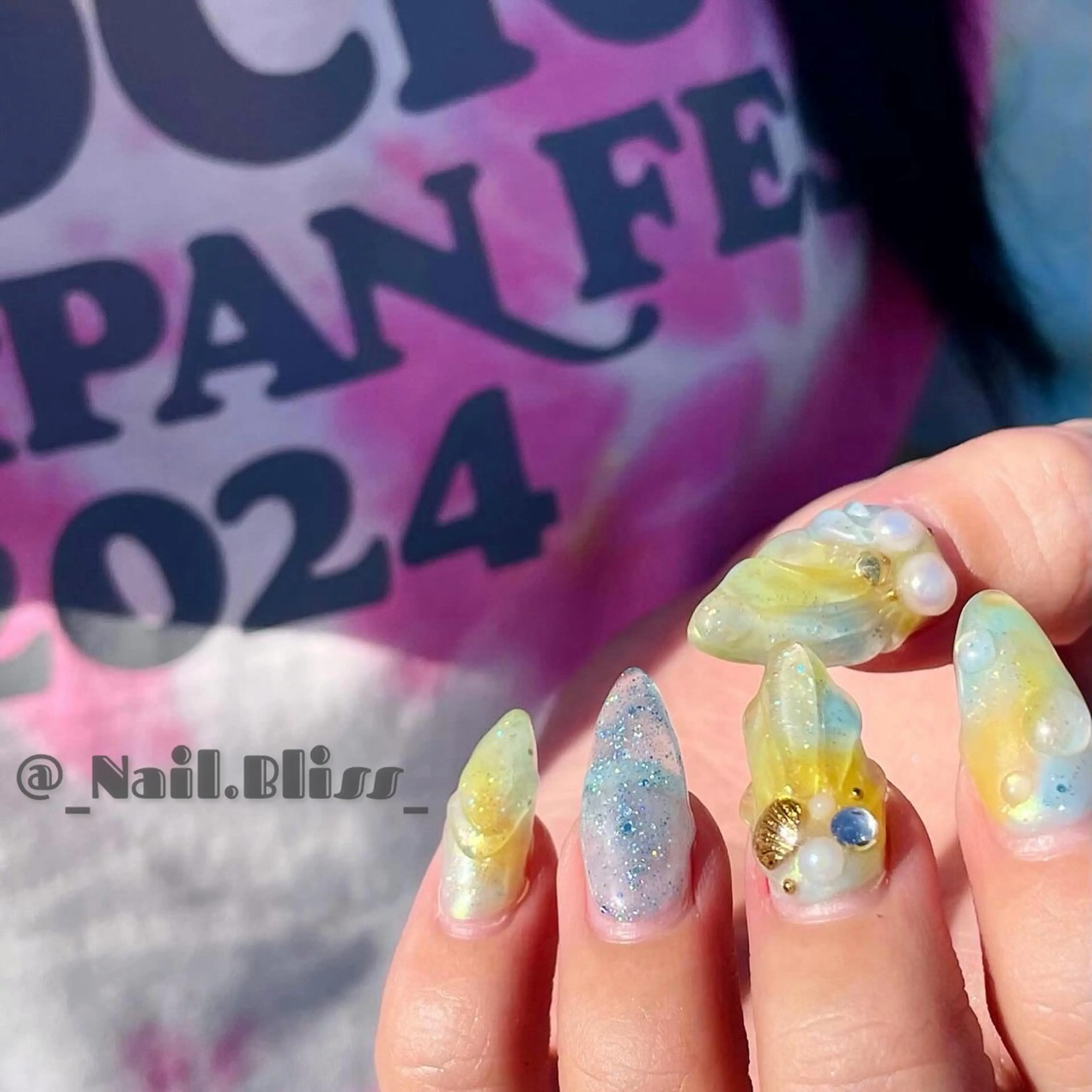 ネイル ぷっくりネイル 夏ネイル ハンドネイル NAIL BLISSのネイルデザイン