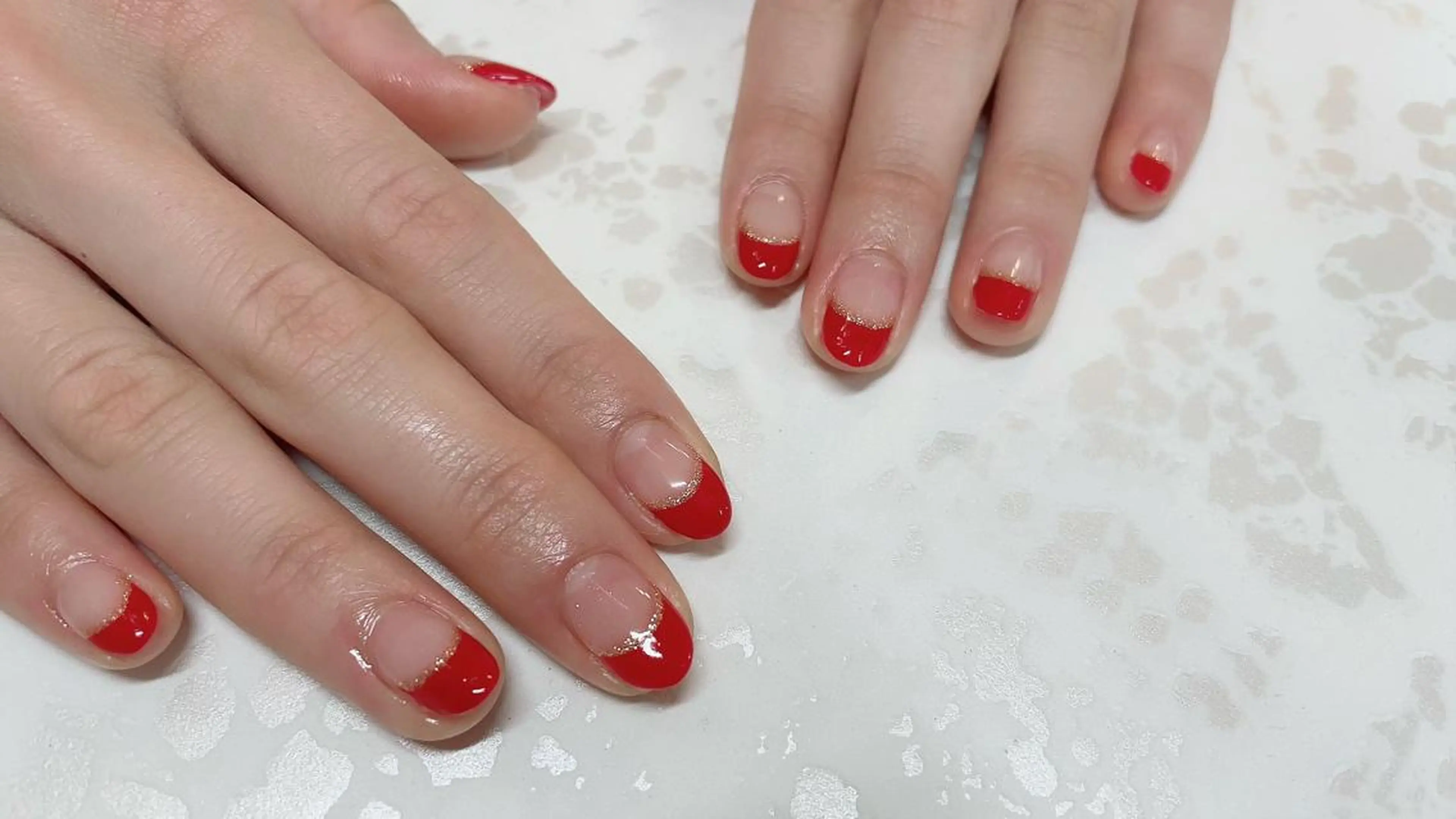 ネイル ゴールド ピンク 赤色 Nail cottageのネイルデザイン