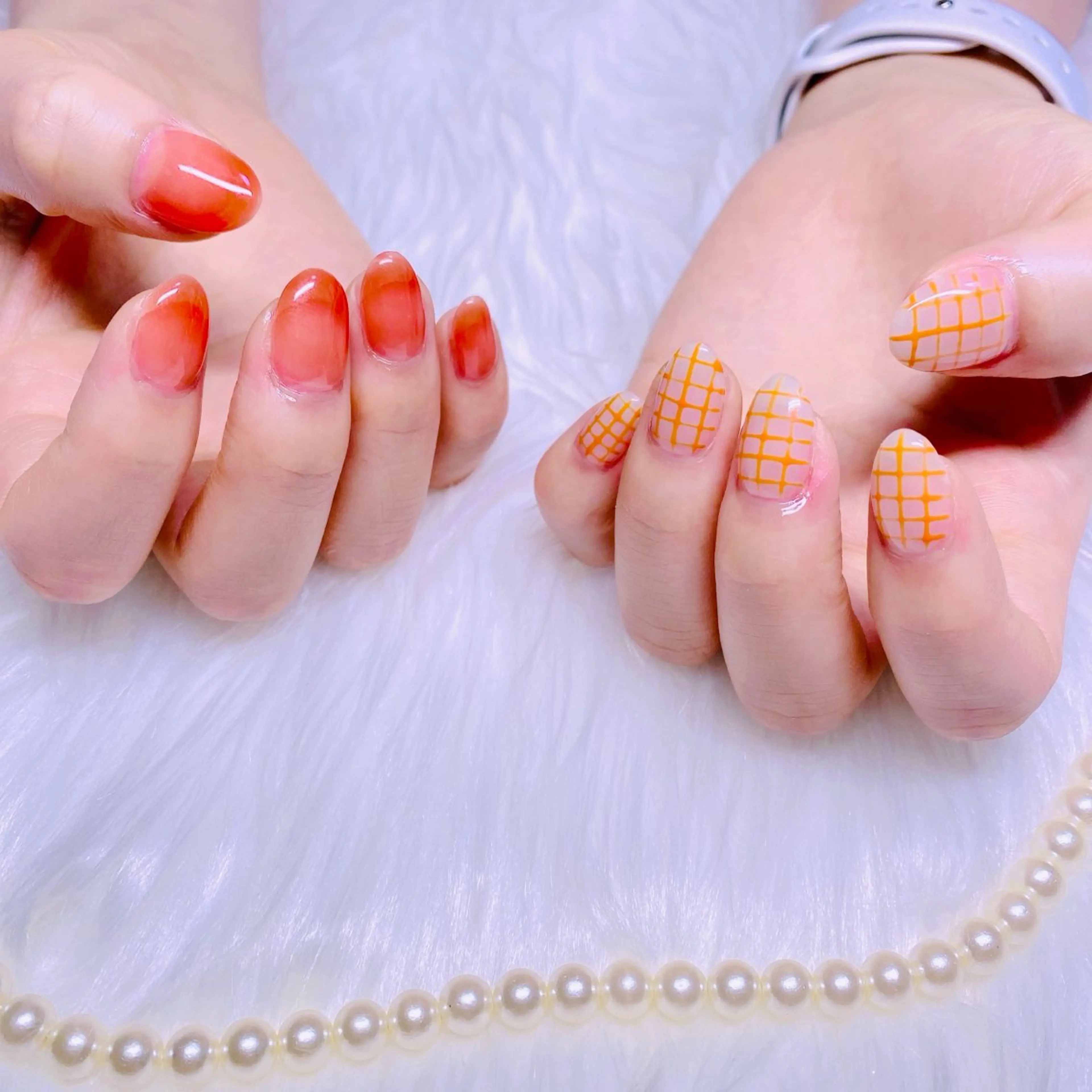ネイル オレンジ 夏ネイル Nail Yunaのネイルデザイン
