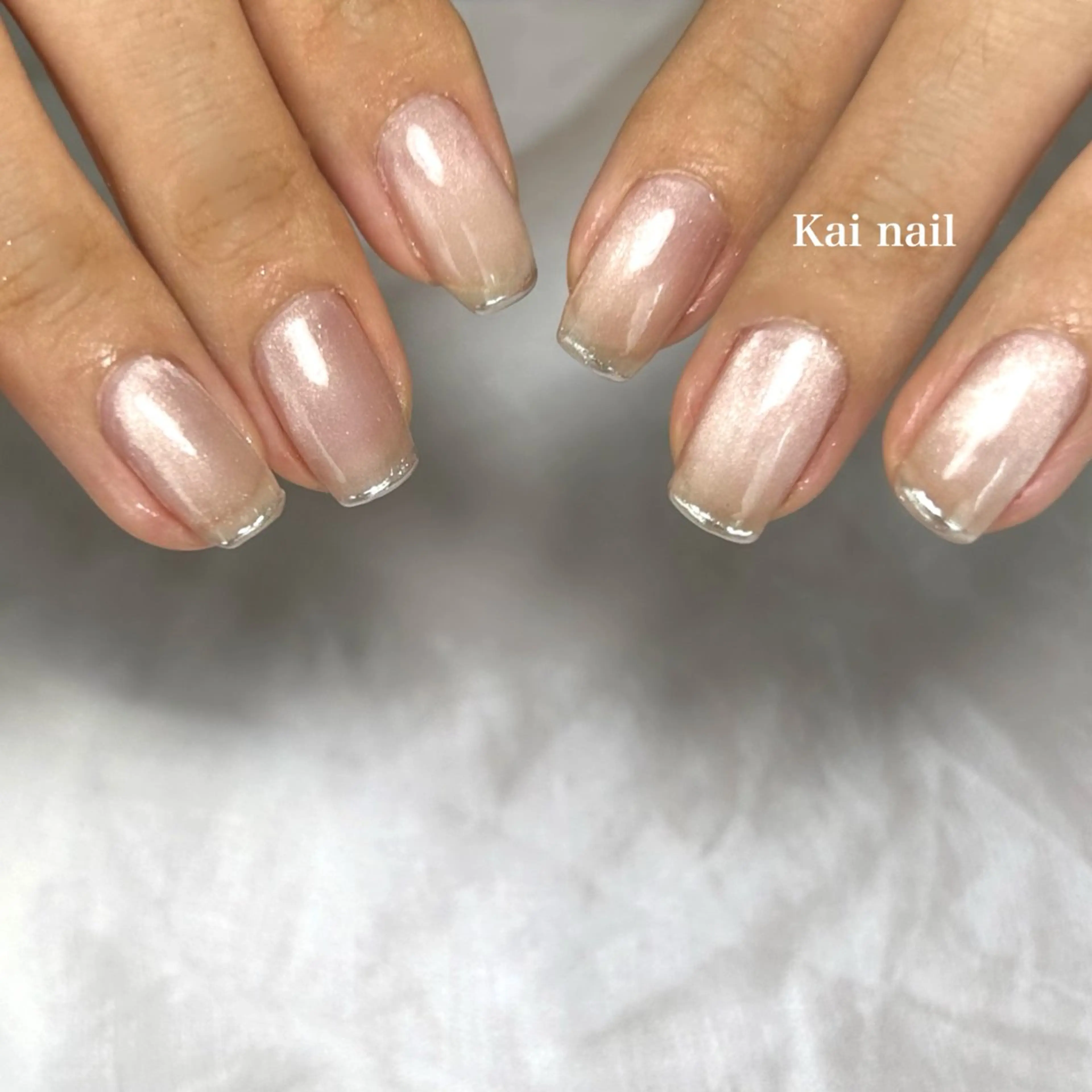 ネイル オーロラネイル フレンチネイル 韓国ネイル マグネットネイル ミラーネイル ハンドネイル Kai  nail Mayukoのネイルデザイン