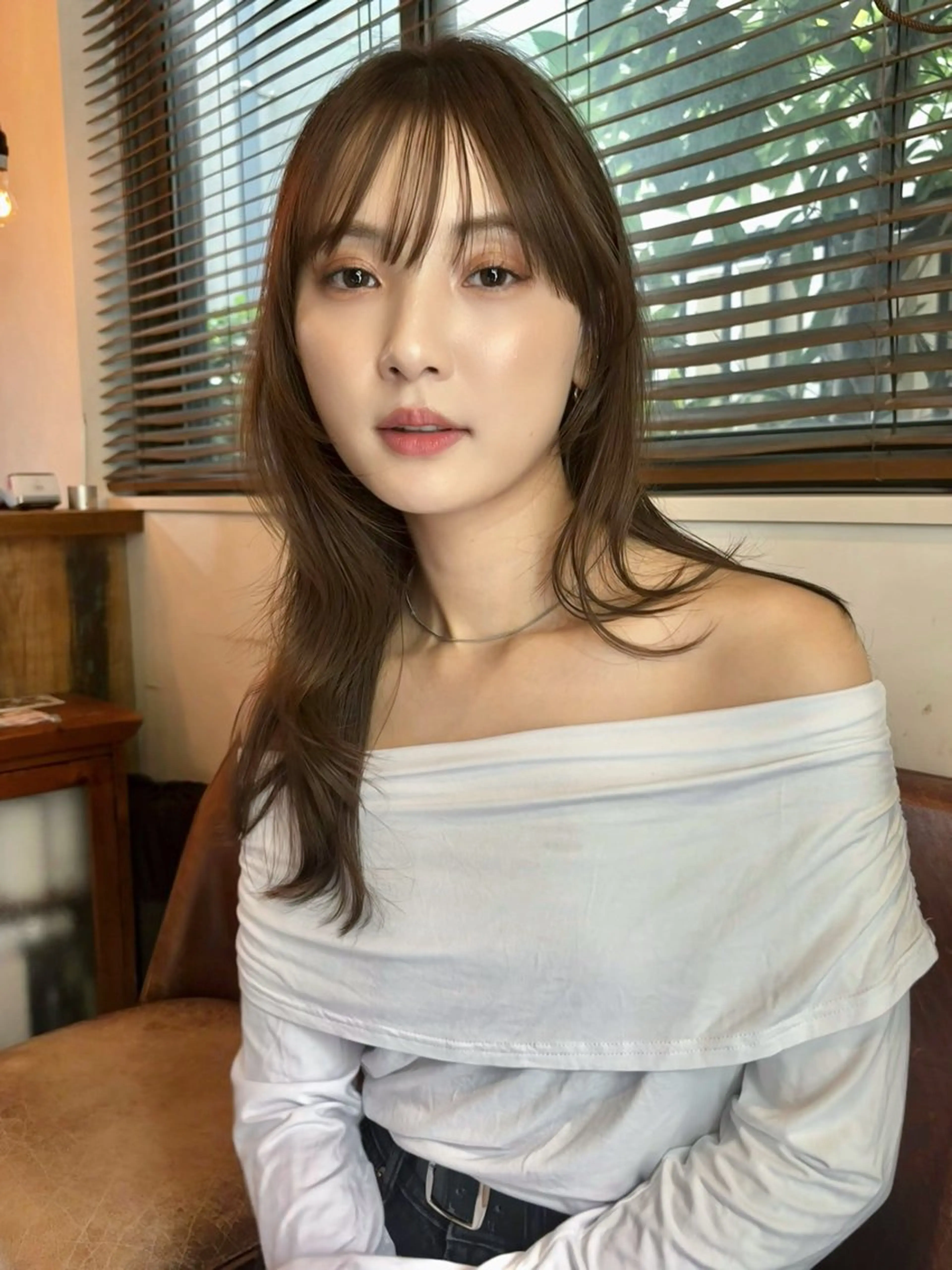 セミロング カラー パーマ カット ヘアカラー レイヤー/透明感/ ブリーチなし/わかなのヘアスタイル