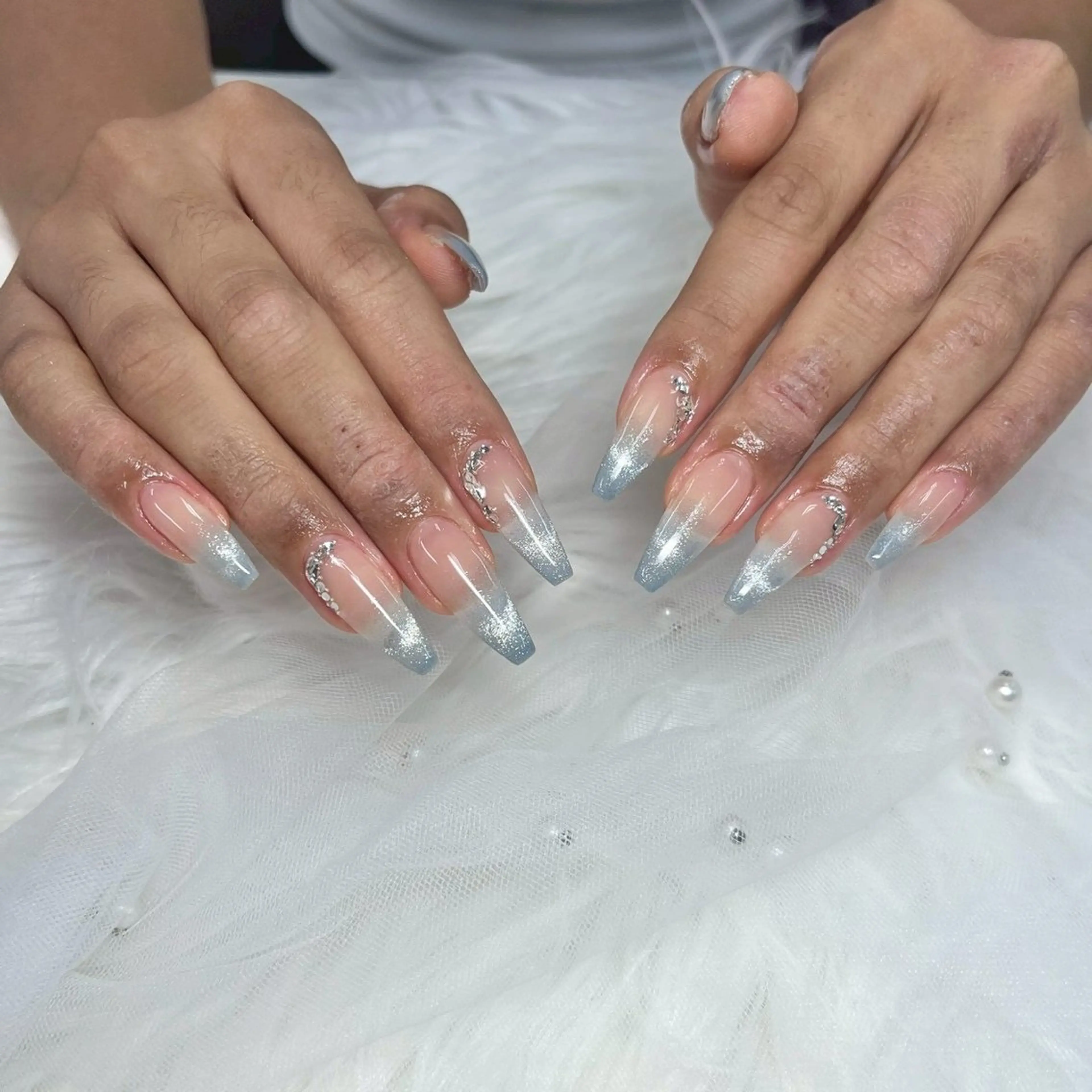 ネイル ジェルネイル ガーリー 韓国ネイル ロングネイル パラジェル ハンドネイル あ みのネイルデザイン