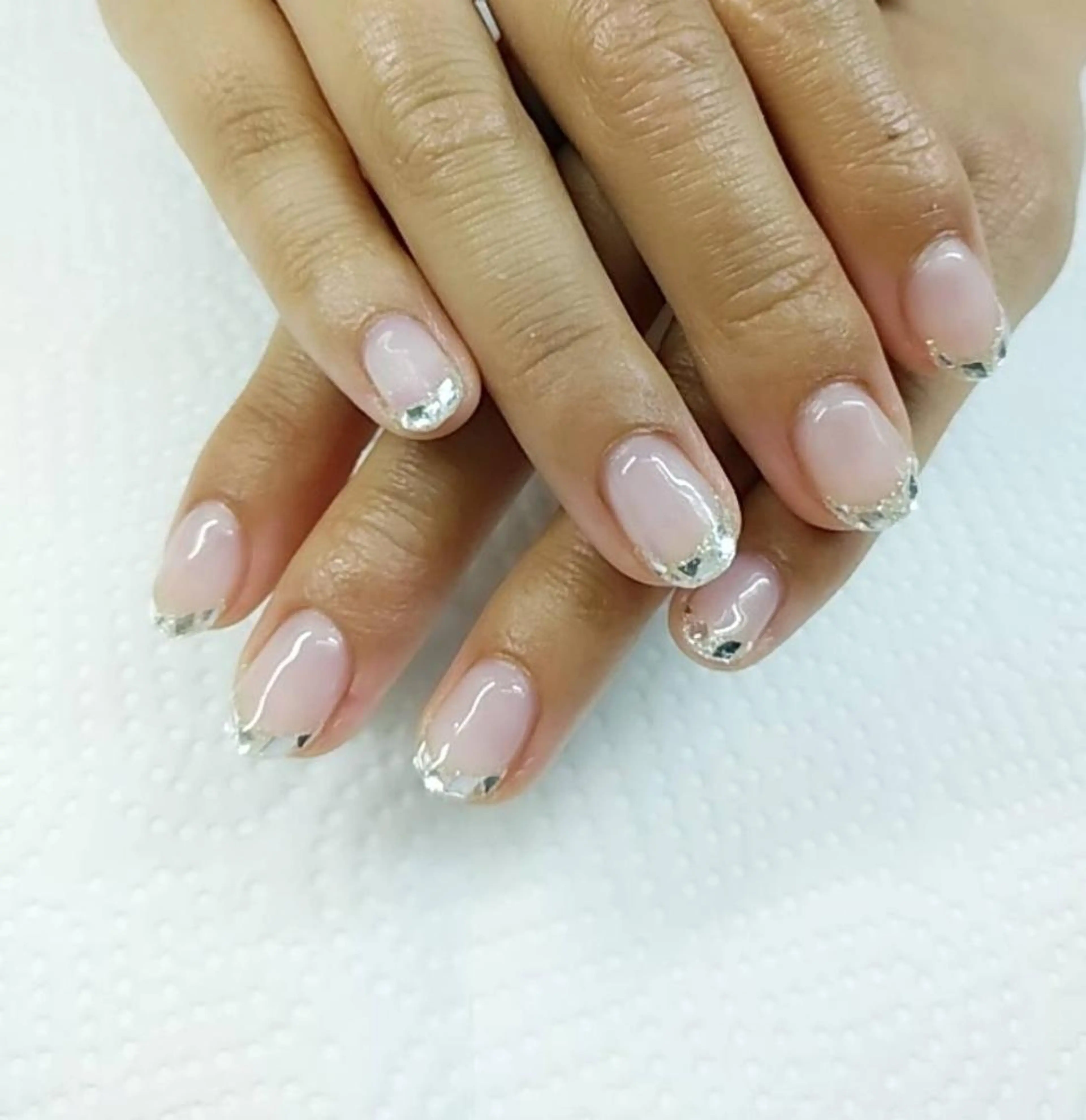 ネイル フレンチネイル ガラスフレンチ ハンドネイル ハンドケア プライベートサロン Rosy Lilyのネイルデザイン