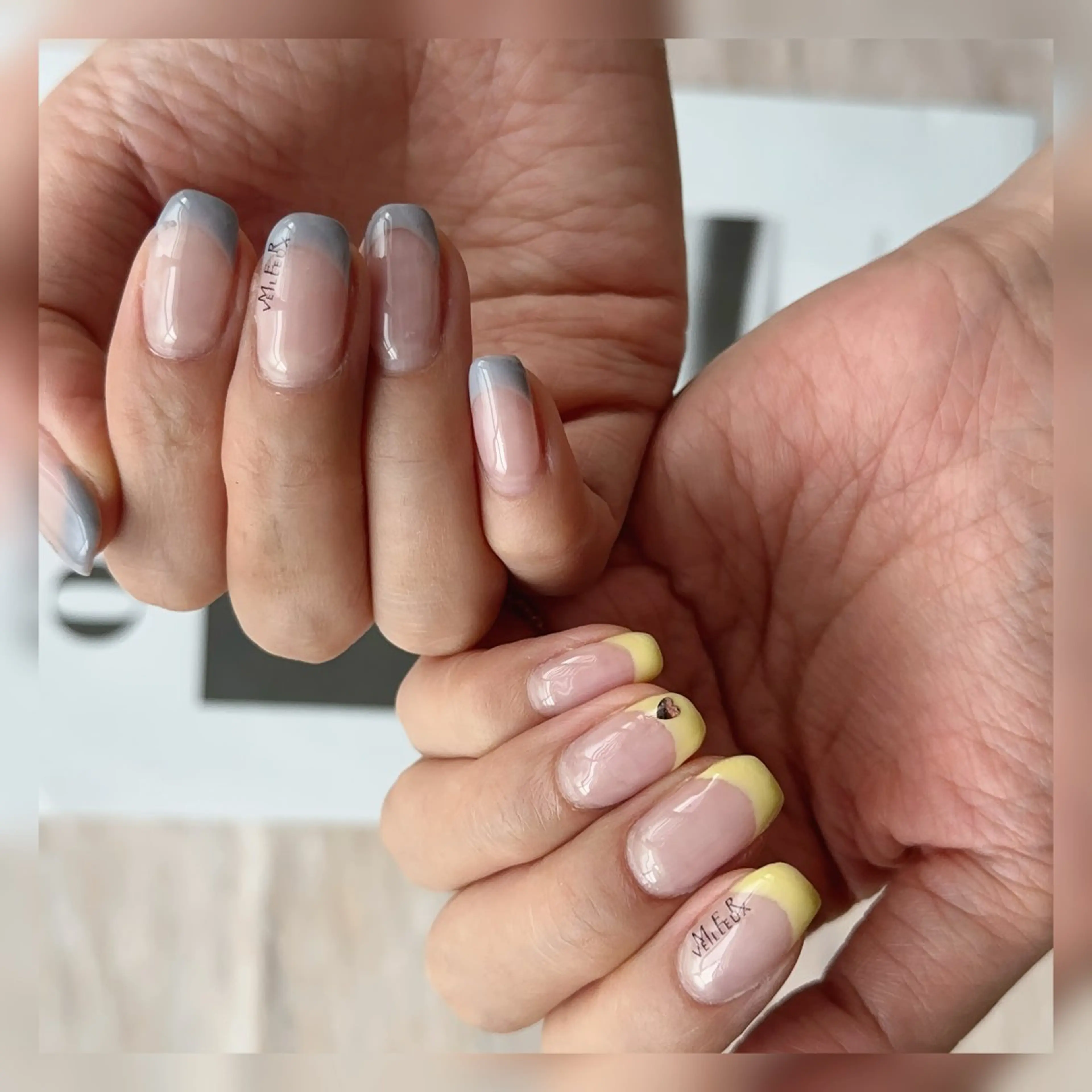 ネイル フレンチネイル ハート 黄色 DeI'm  ふなば さとみのネイルデザイン
