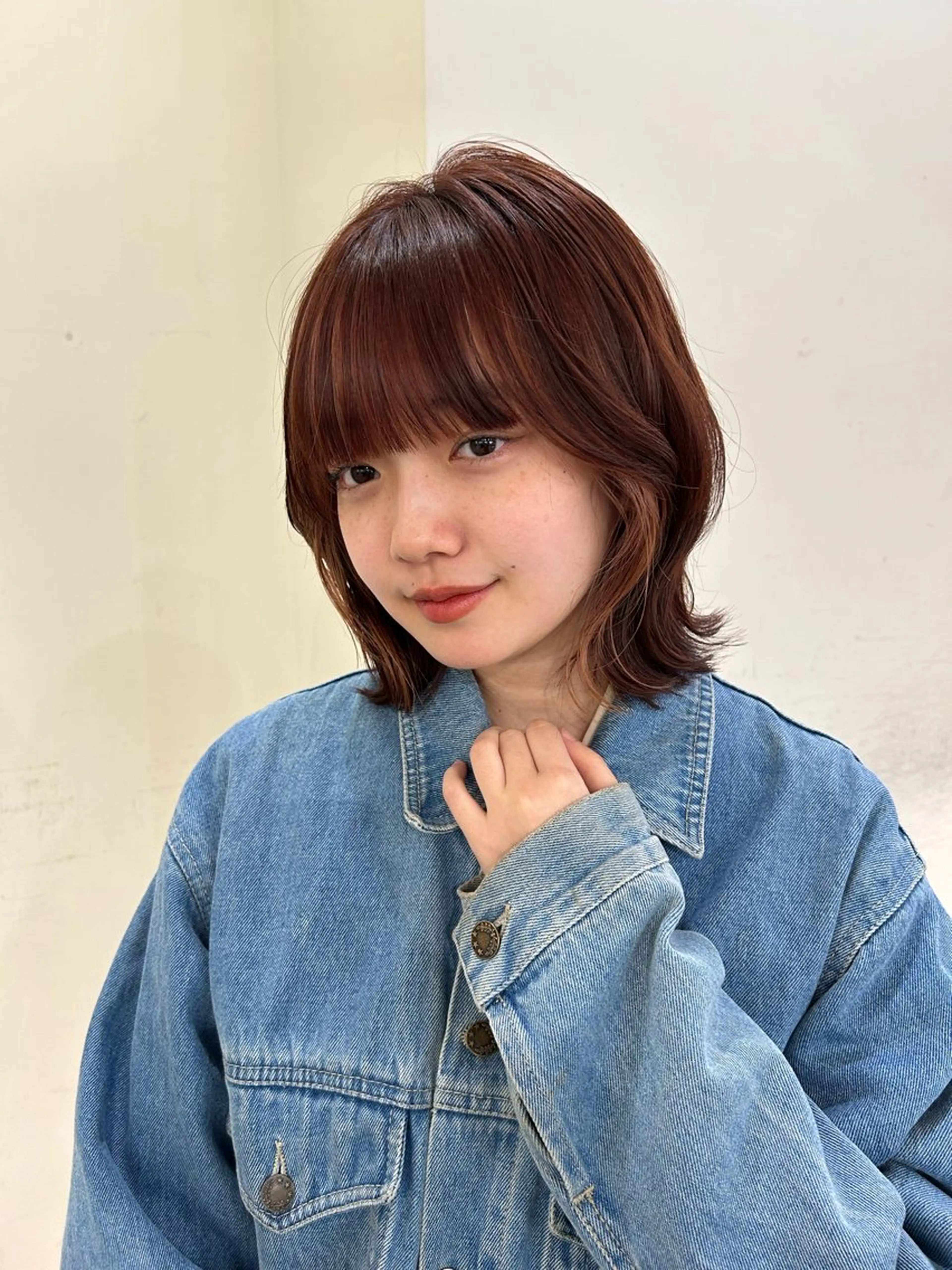 ミディアム ピンクブラウン カット ヘアカラー トリートメント ベージュ/透明感/ レイヤー/あやか💕のヘアスタイル