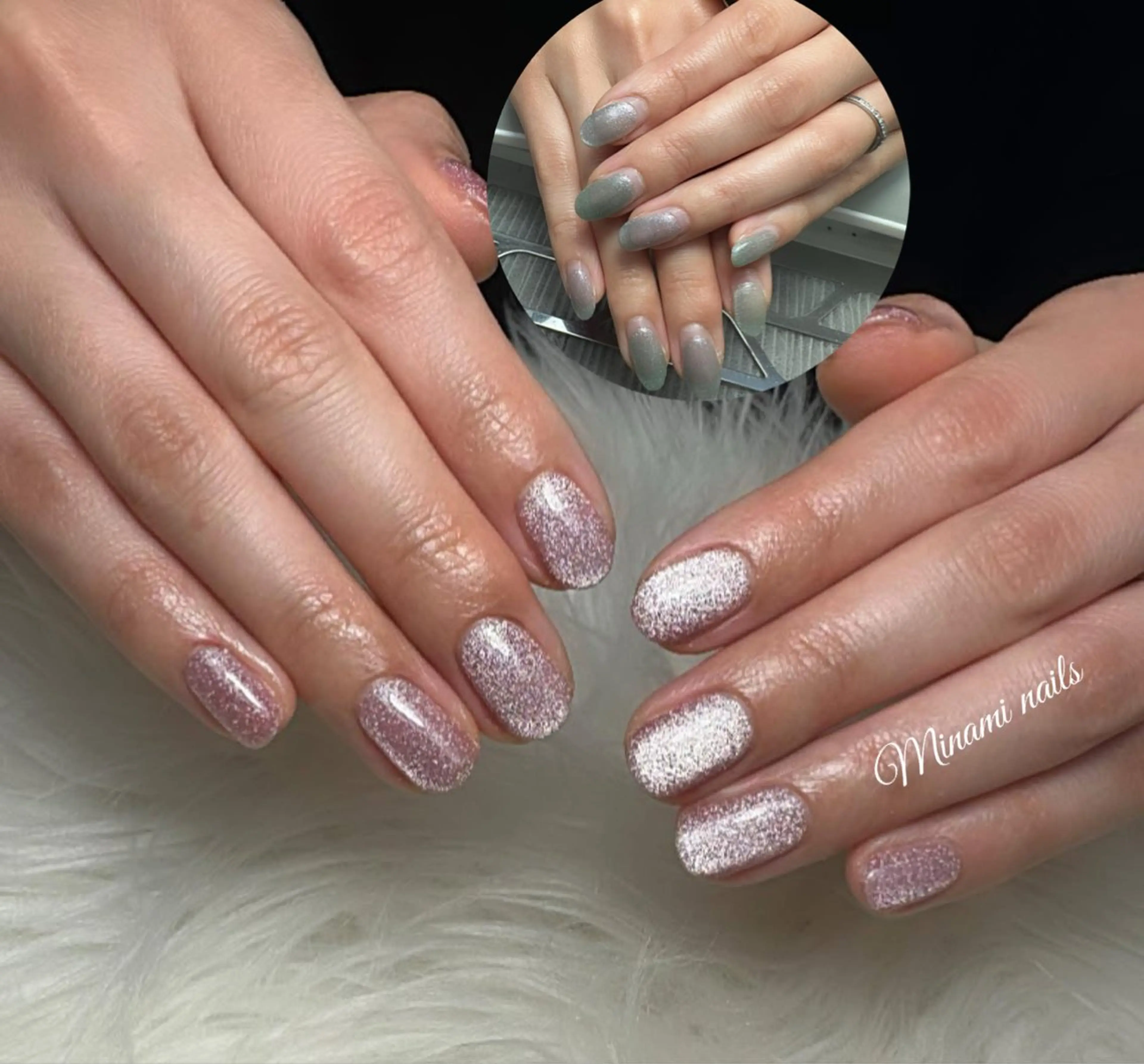 ネイル アートネイル オーロラネイル ガーリー キラキラネイル 韓国ネイル Minami Nailsのネイルデザイン