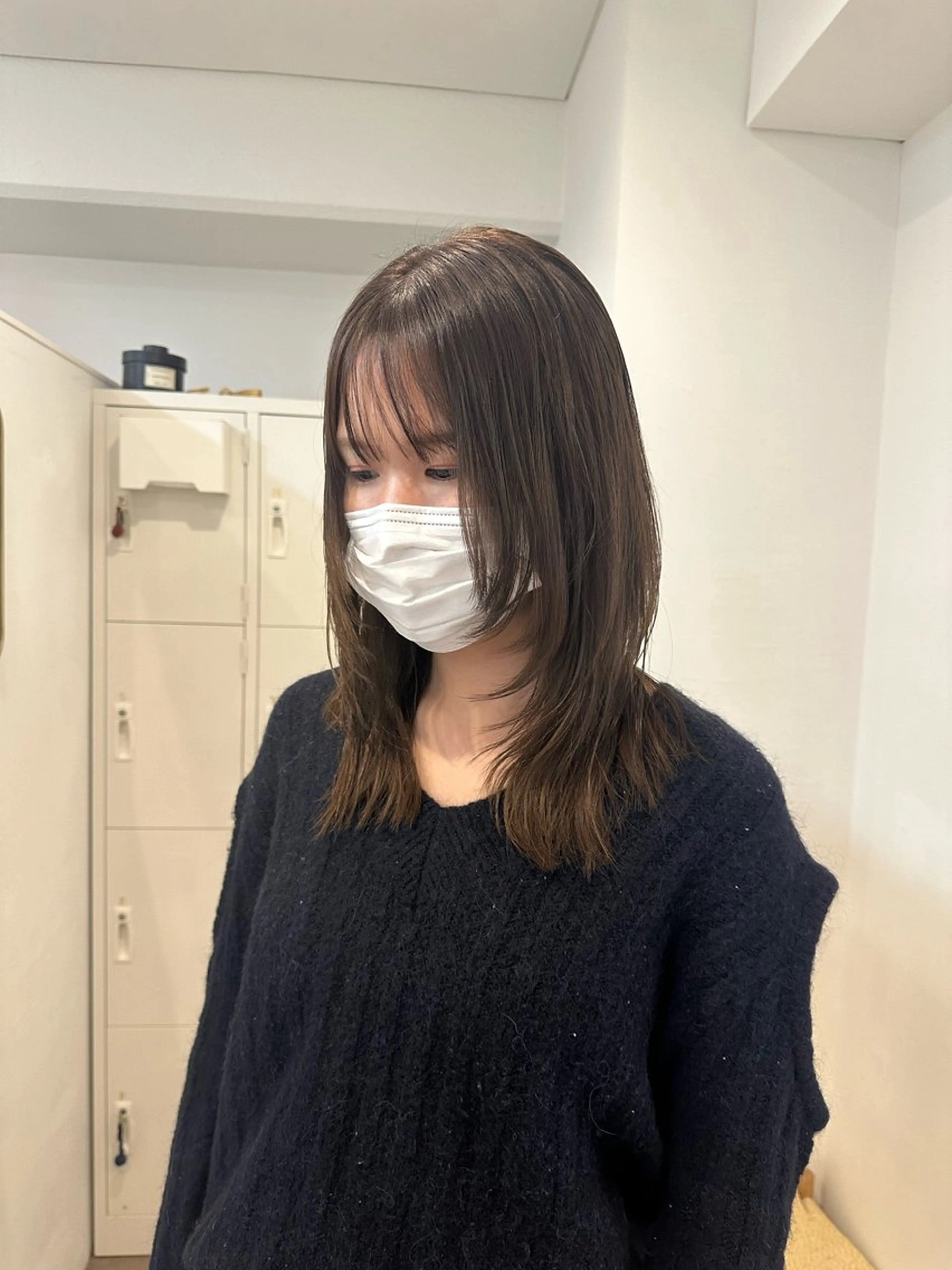 セミロング カラー グレージュ レイヤーカット 梅田/柔らかカラー/ オオハシ リナコのヘアスタイル