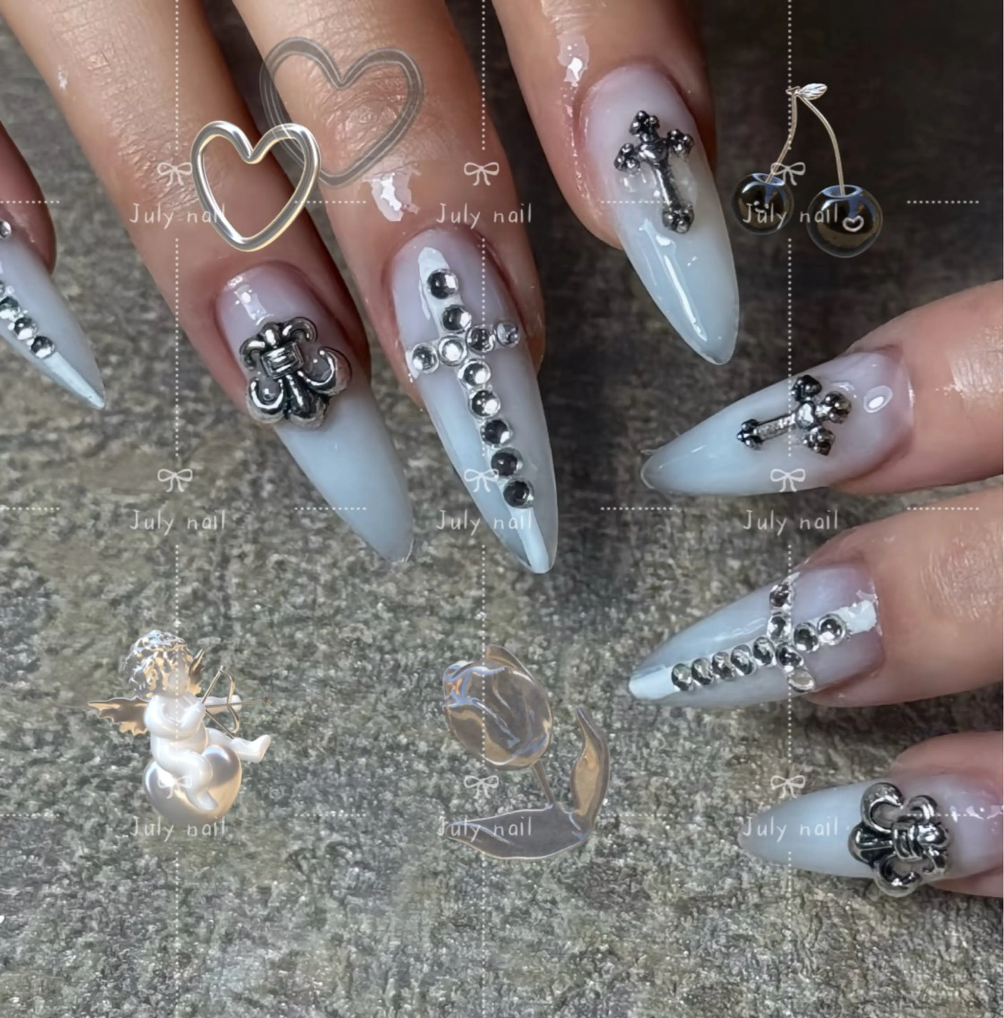 ネイル アートネイル カジュアル クリアネイル 長さ出し フラッシュネイル ハンドネイル July.nail ジュライ　ネイルのネイルデザイン