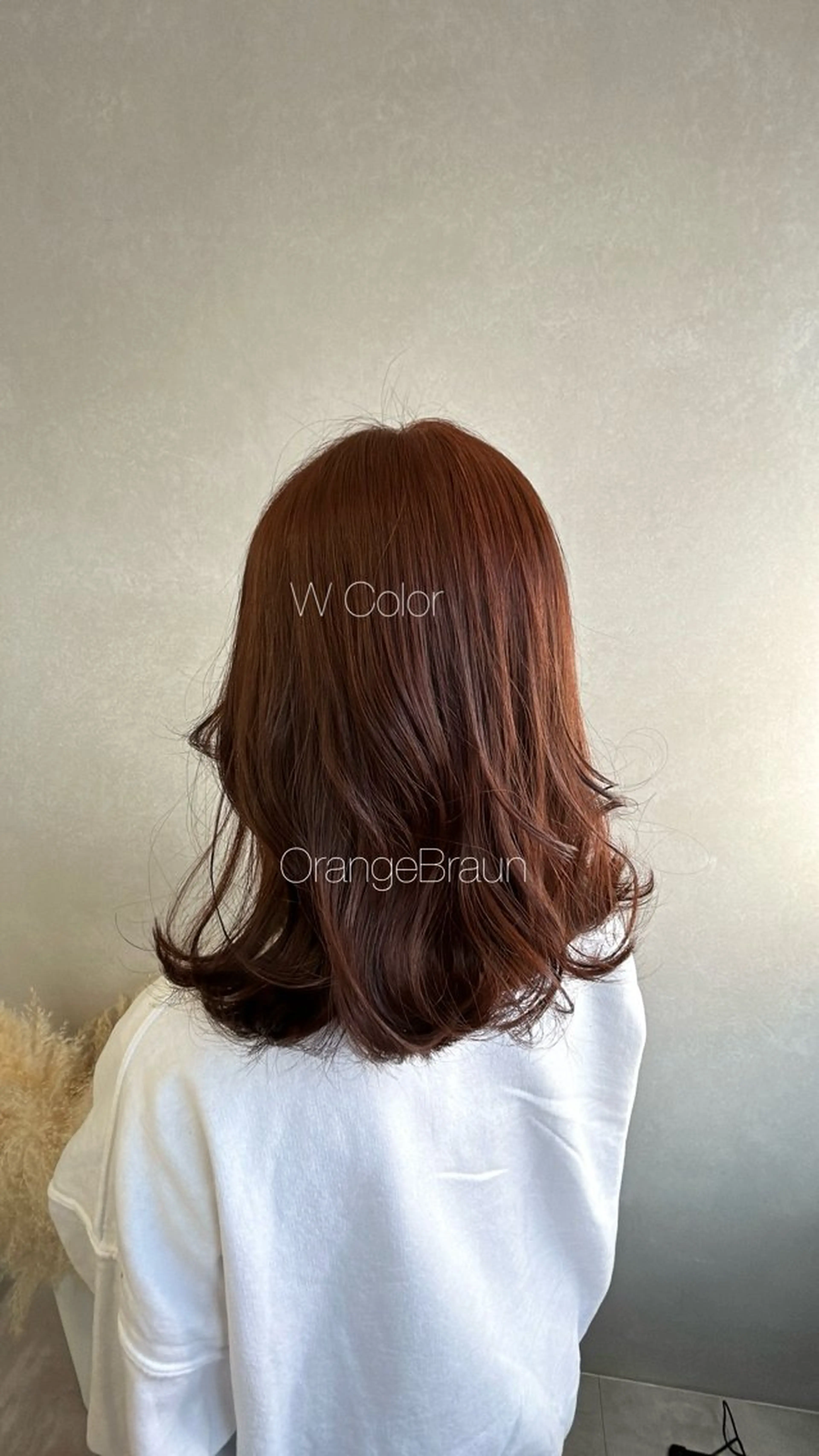 セミロング カラー ブリーチ ブラウンカラー ブリーチなしカラー オレンジ オレンジブラウン カット ヘアカラー トリートメント 暖色･似合わせカラー (廣石沙英🎀)のヘアスタイル