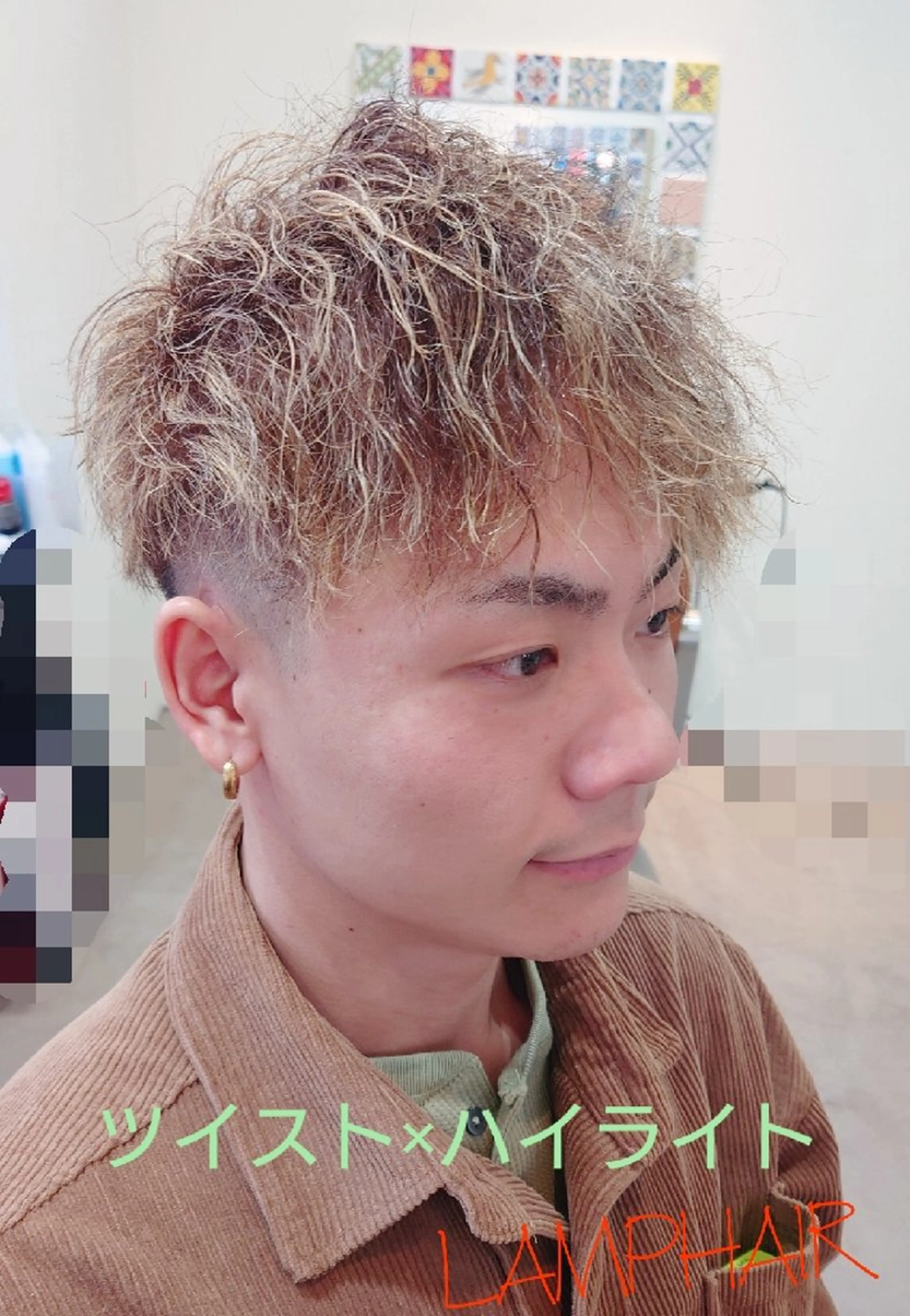 パーマ ショート ハイライト レイヤーカット 徳永 博志のヘアスタイル