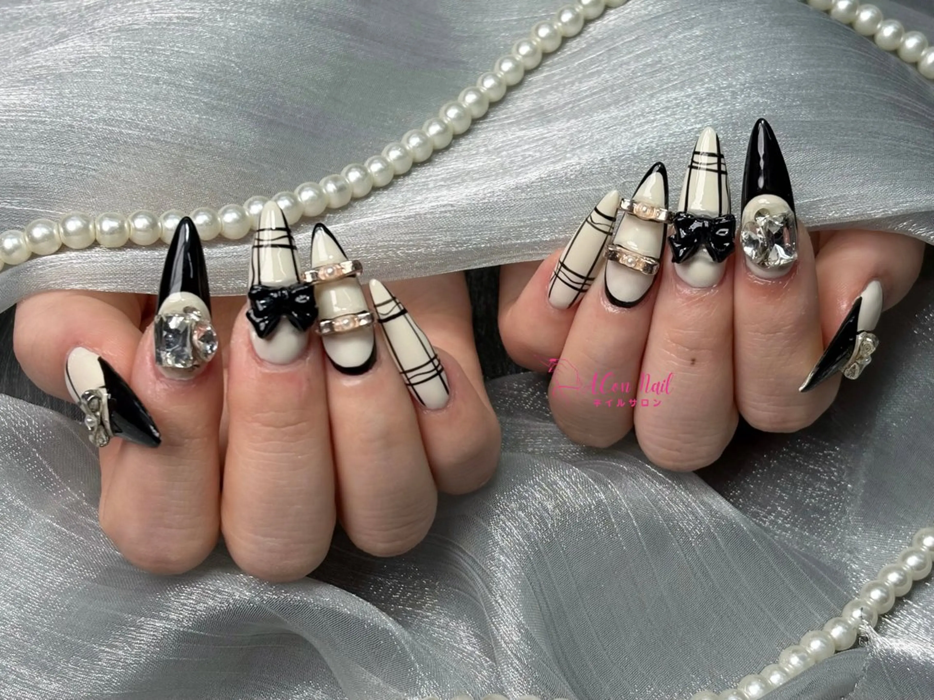 ネイル 桜ネイル 長さ出し フラワーネイル フレンチネイル ジェルネイル ハンドネイル ACon NailSalonのネイルデザイン