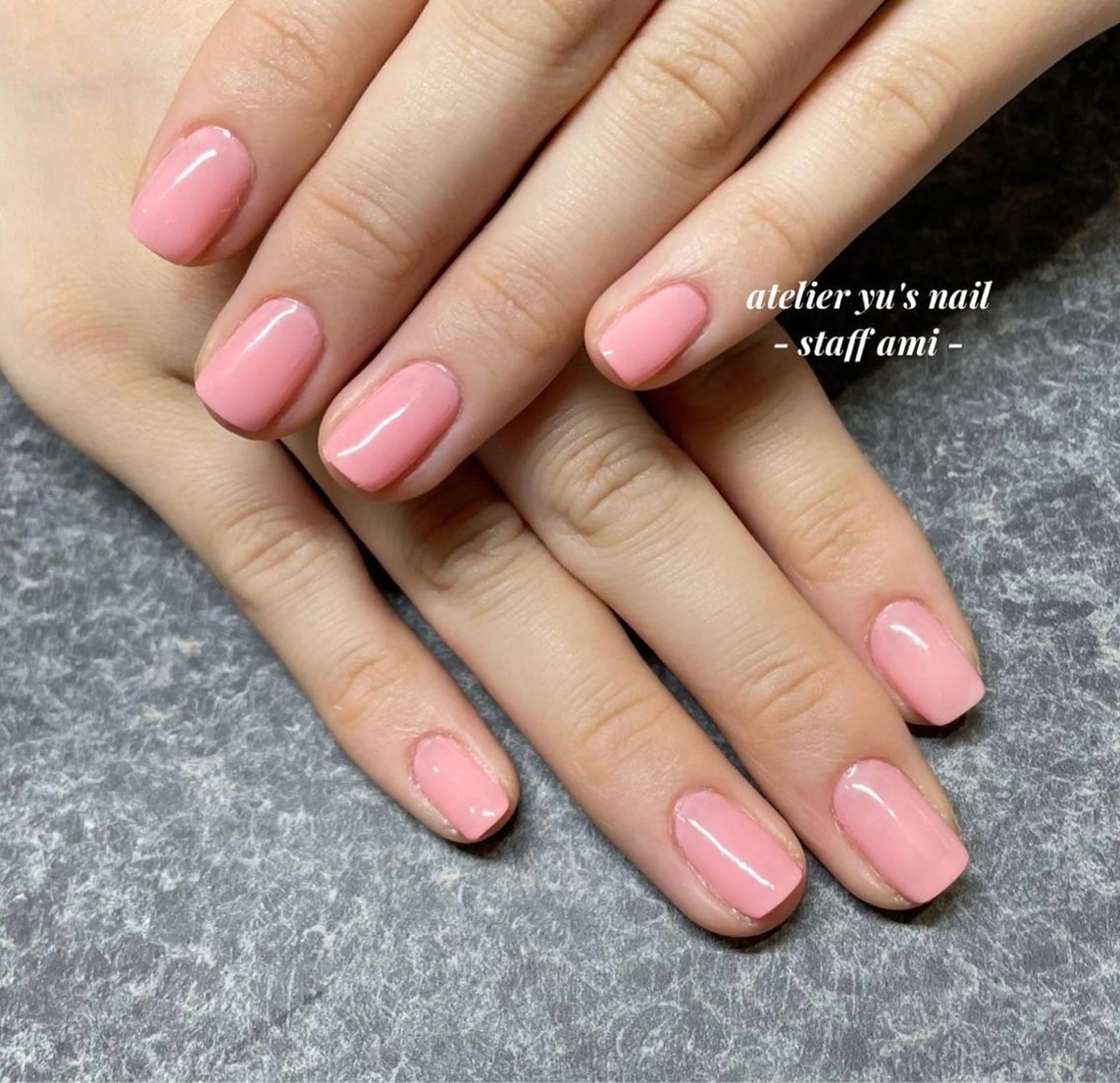 ネイル ワンカラーネイル ピンク ハンドネイル ハンドケア atelier yu's nailのネイルデザイン