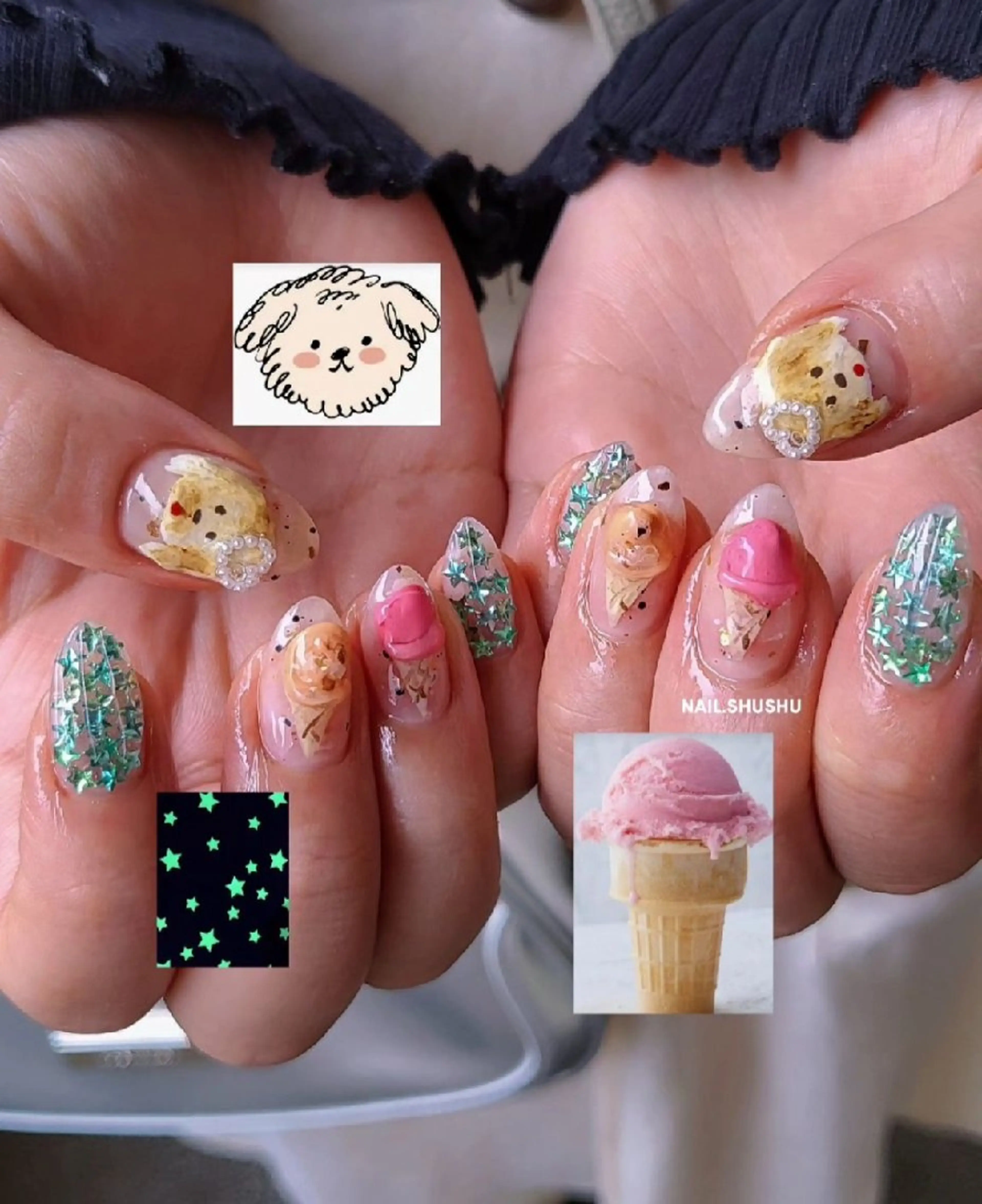 ネイル ハンドネイル 3dパーツ/流行り 👧shushu❤️のネイルデザイン