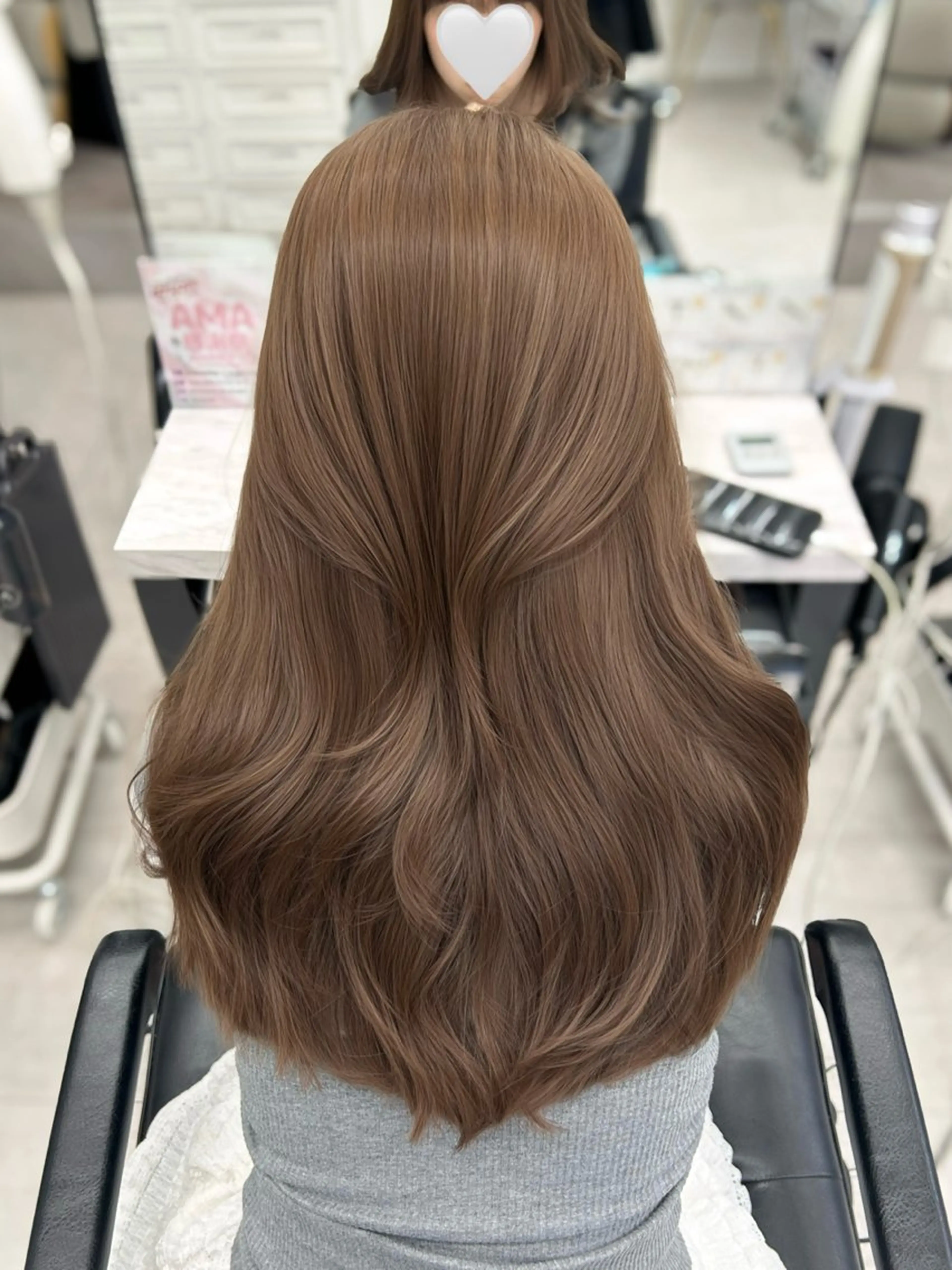 ロング 顔まわりレイヤー 顔周りカット ハッシュカット 髪質改善 韓国風ヘア ヘアカラー トリートメント 韓国ヘア🇰🇷／ 艶カラー鈴木萌愛🩶のヘアスタイル