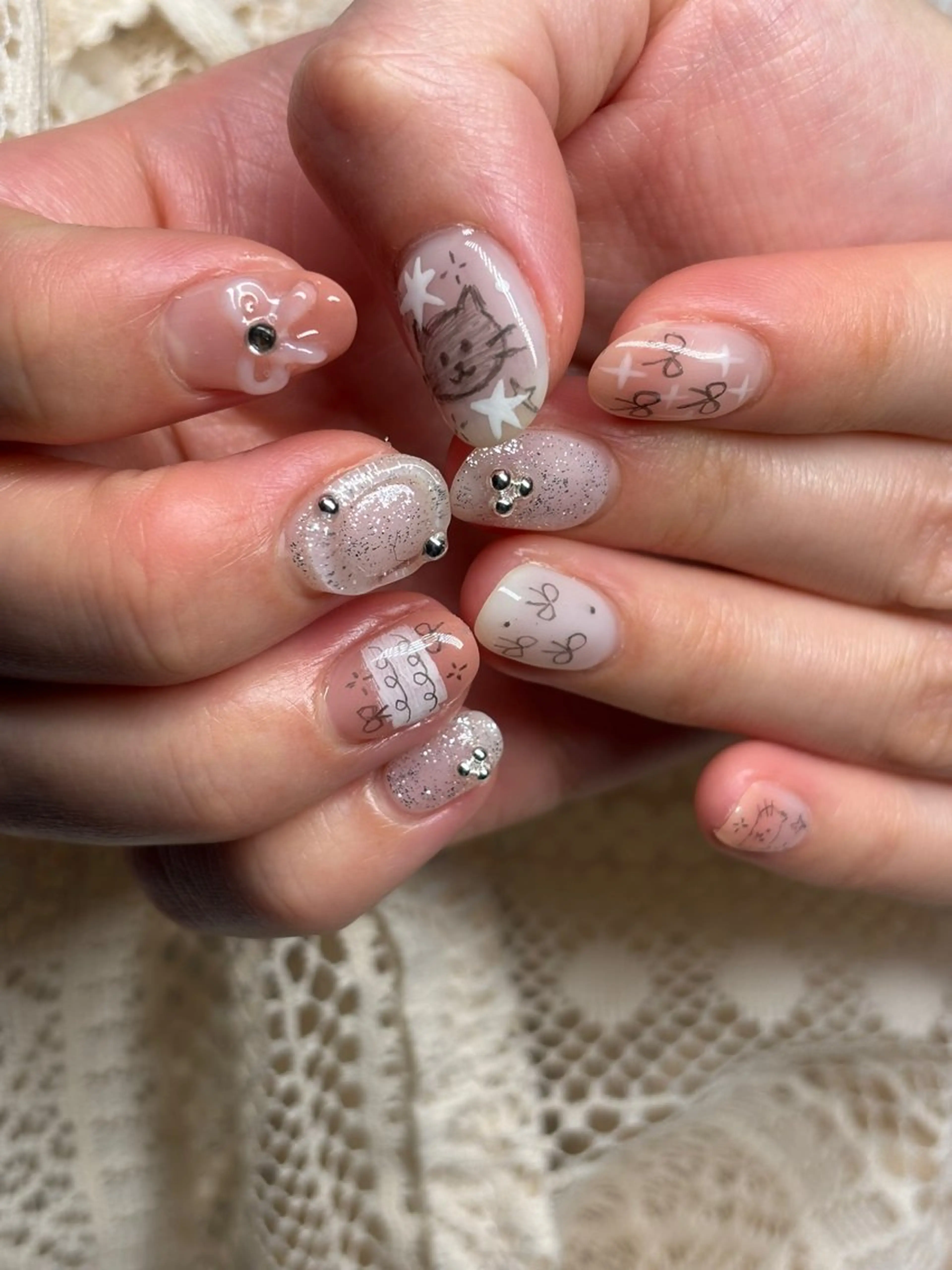 ネイル シンプルネイル 銀河屋 の猫のネイルデザイン