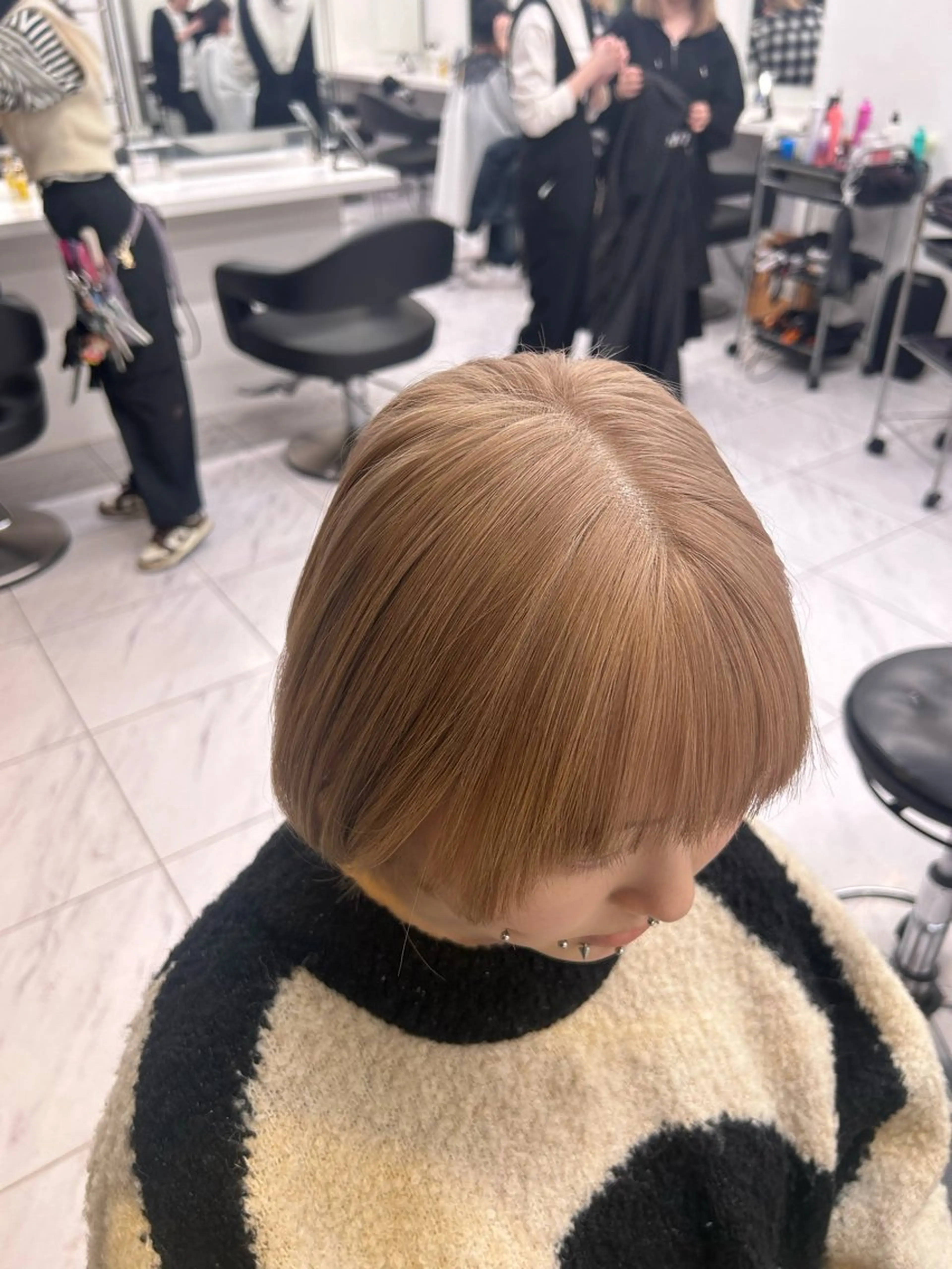 ショート カラー パーマ ヘアアレンジ メンズ キッズ ブリーチなしカラー/ ブラウン/レイヤーのヘアスタイル