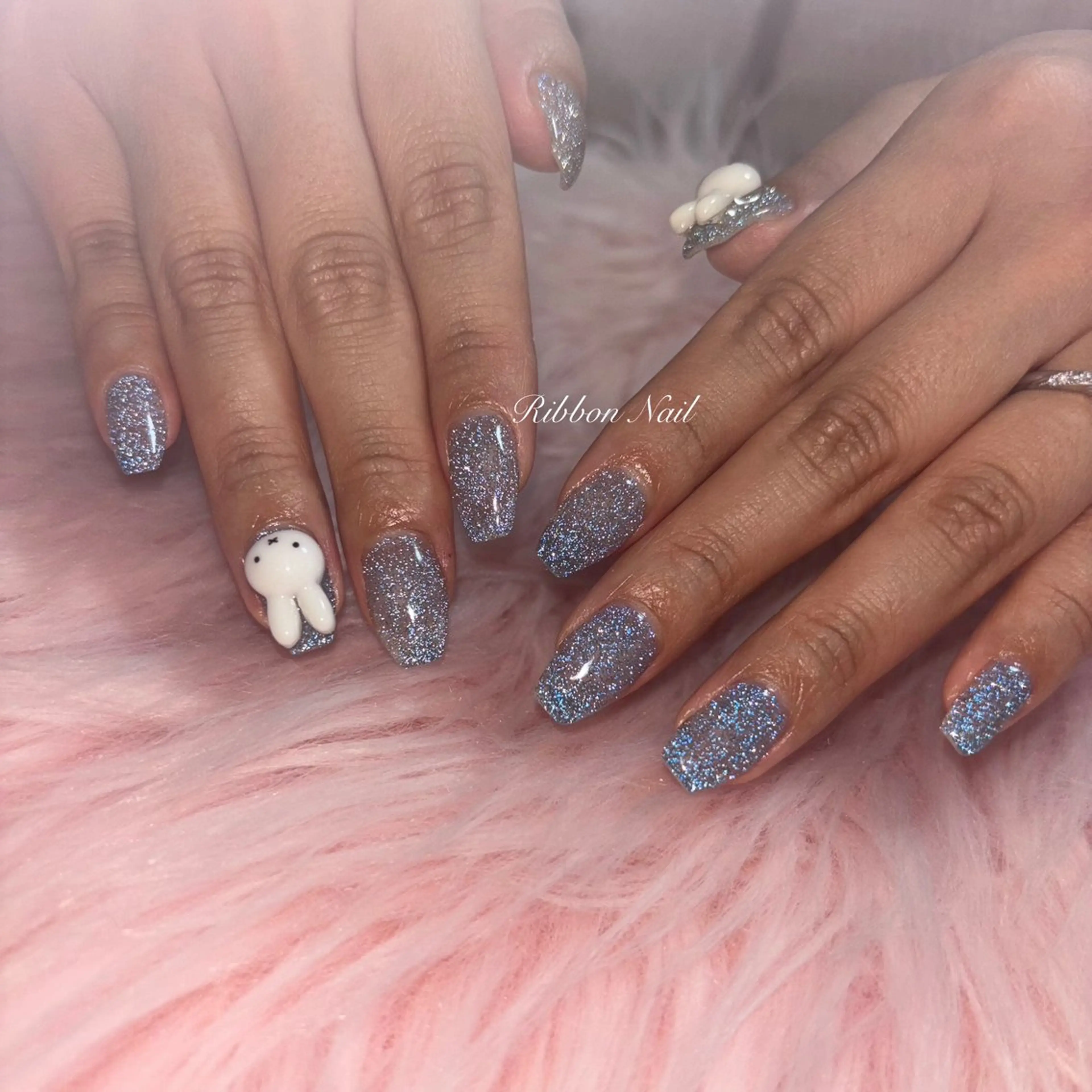 ネイル ブルー フラッシュネイル Nail Ambra 天王寺店所属・Nail Ambra 小山のネイルデザイン