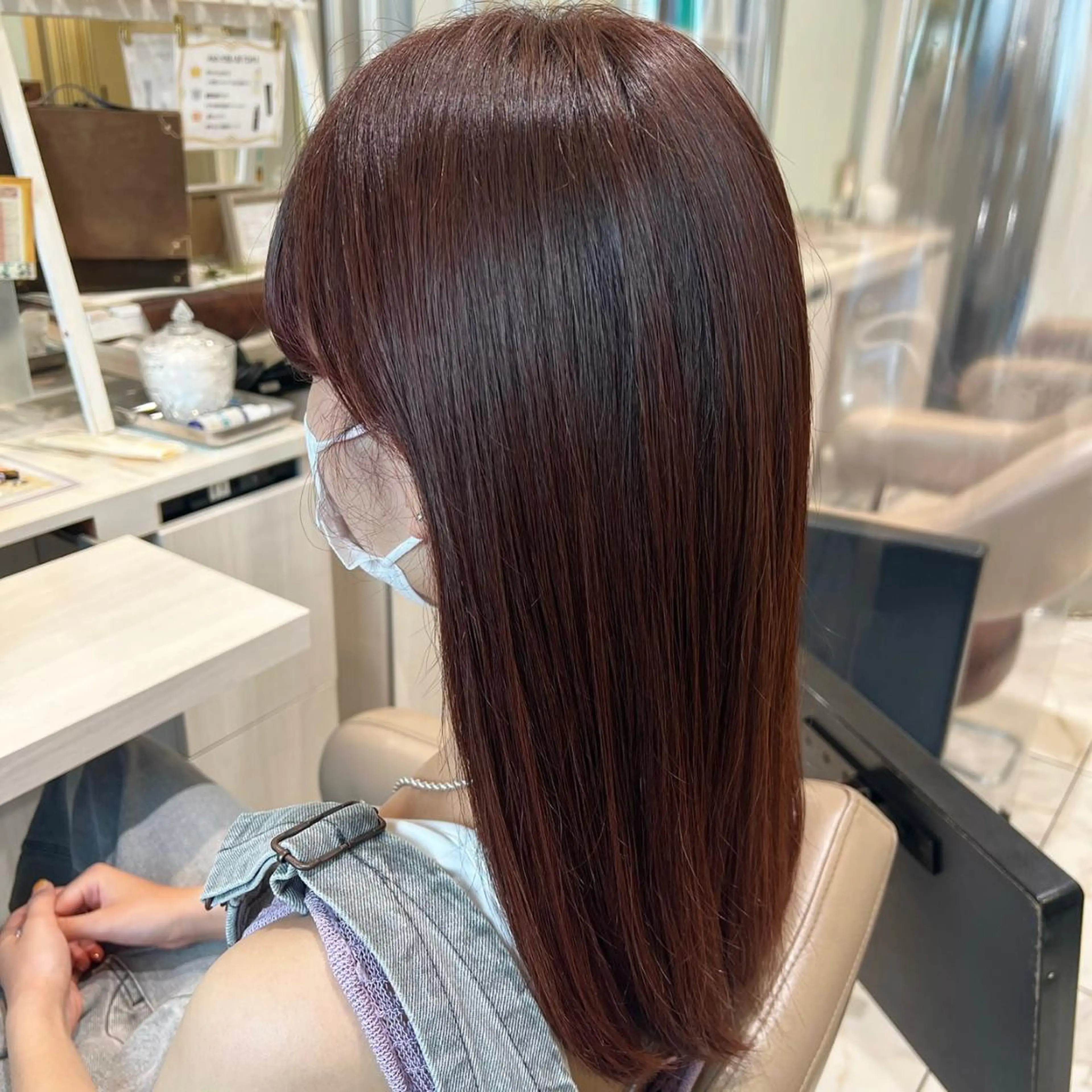 ロング カラー インナーカラー ピンクカラー 三箇島陽香/髪質改善 クロスパーマ縮毛矯正のヘアスタイル