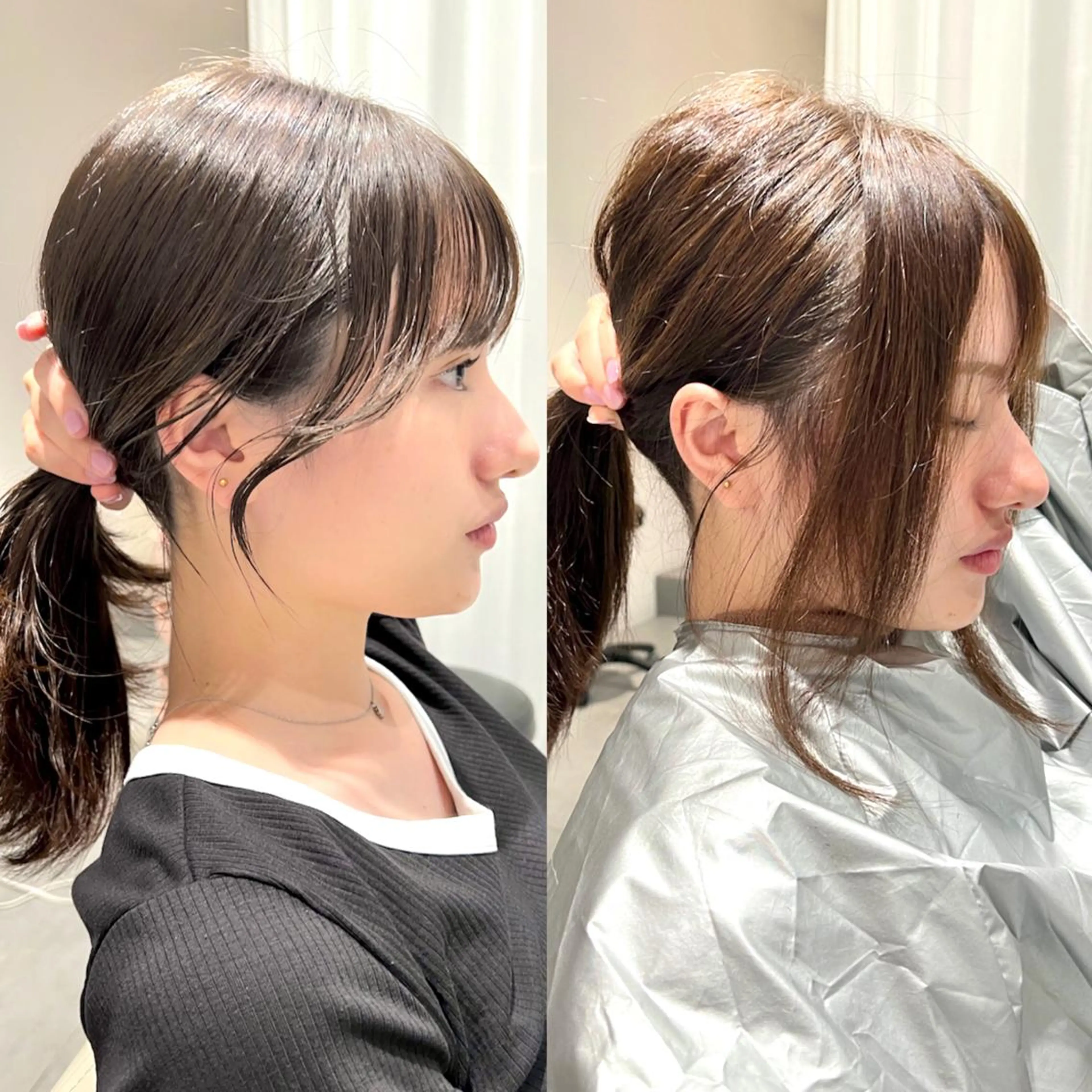 ミディアム カラー パーマ ヘアアレンジ ベージュカラー 透明感カラー グレージュ ボブ レイヤー専門家 ダブルカラー修のヘアスタイル