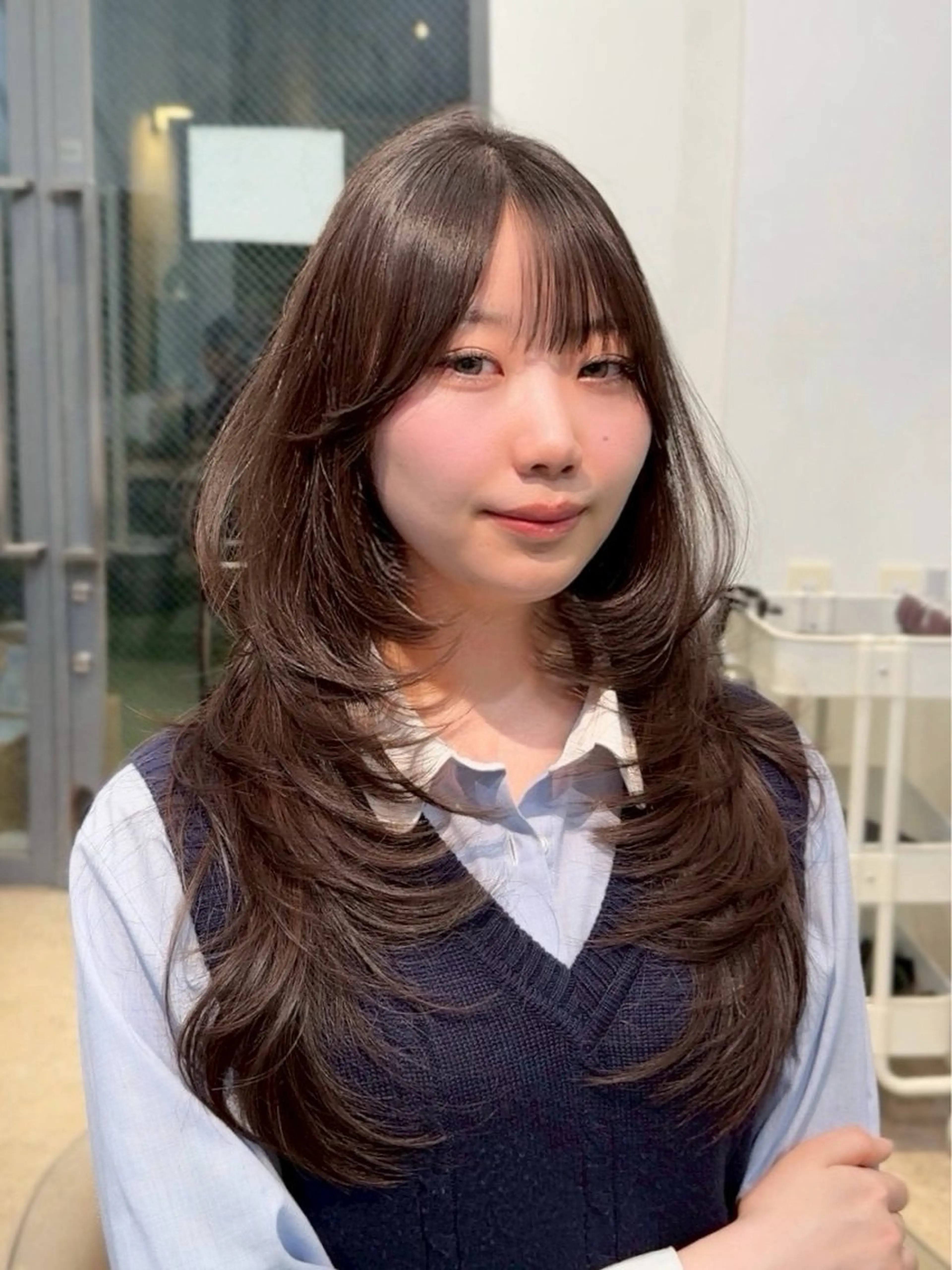 ロング レイヤーカット レイヤー/顔周り/ 韓国トレンド/ひろとのヘアスタイル