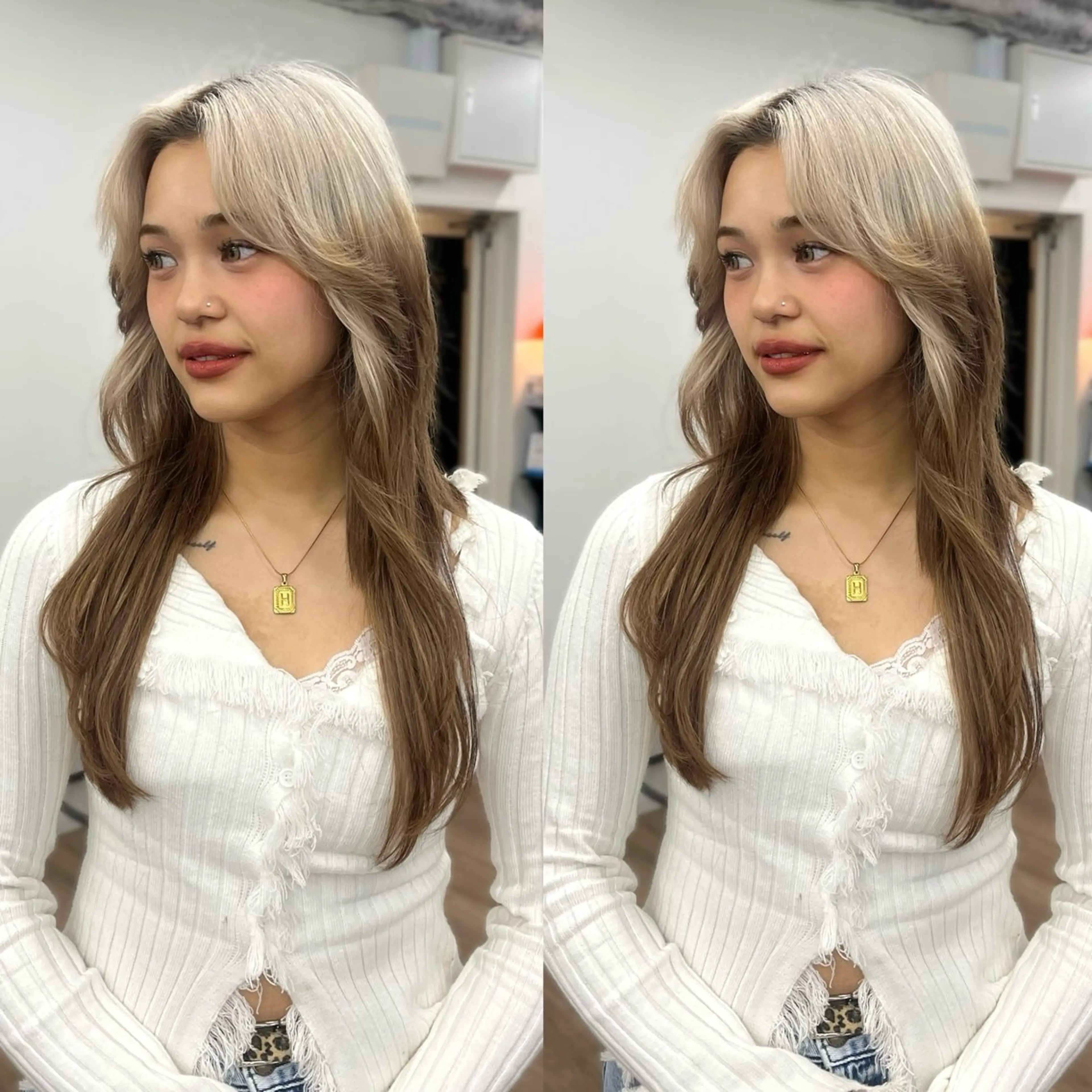 カラー バレイヤージュ 透明感カラー ダブルカラー グレージュ ハイライトカラー ヘアカラー トリートメント 💎髪質改善特化💎 RUITOのヘアスタイル