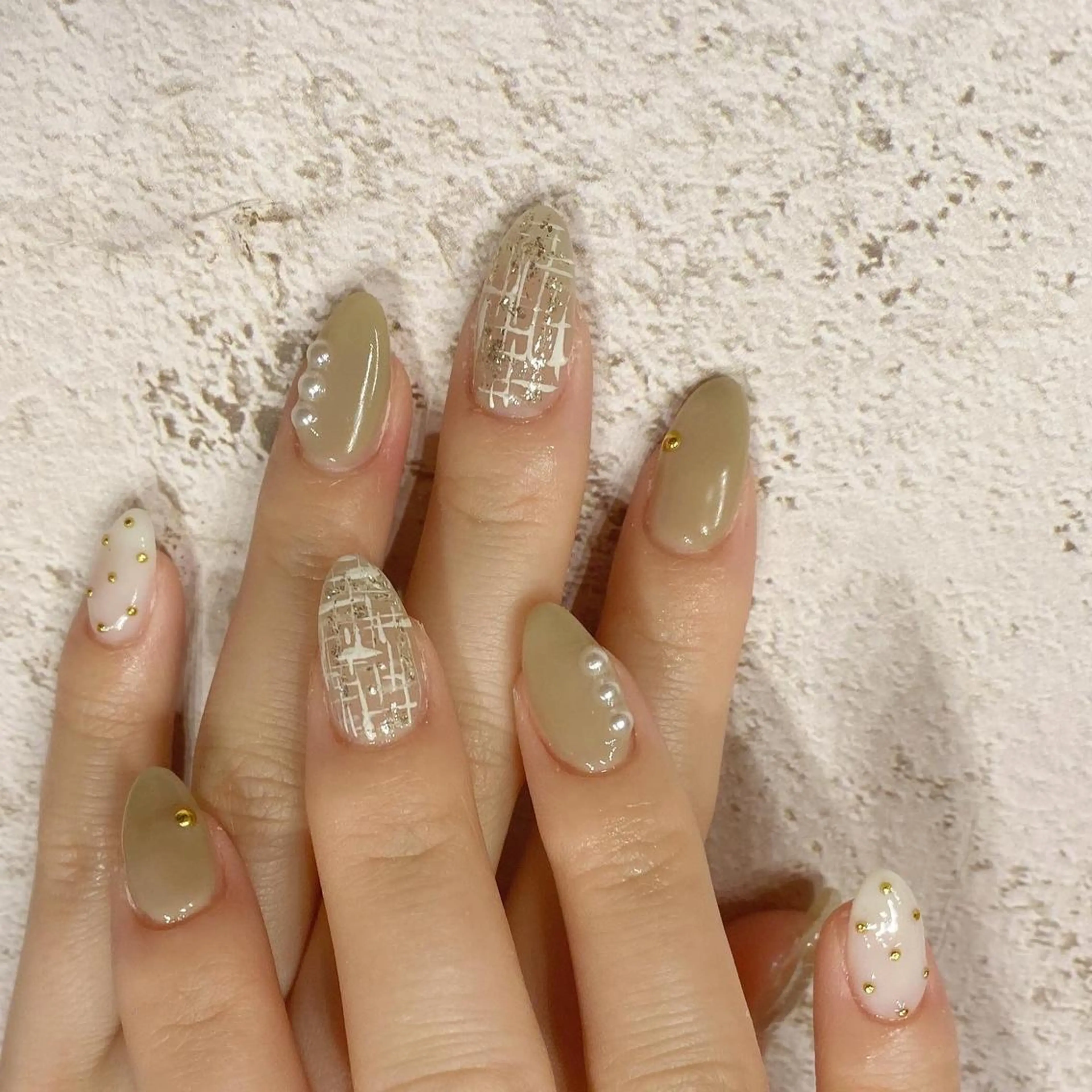 ネイル 韓国ネイル ツイードネイル ワンホンネイル ハンドネイル mermooi所属・melumooi nailのネイルデザイン