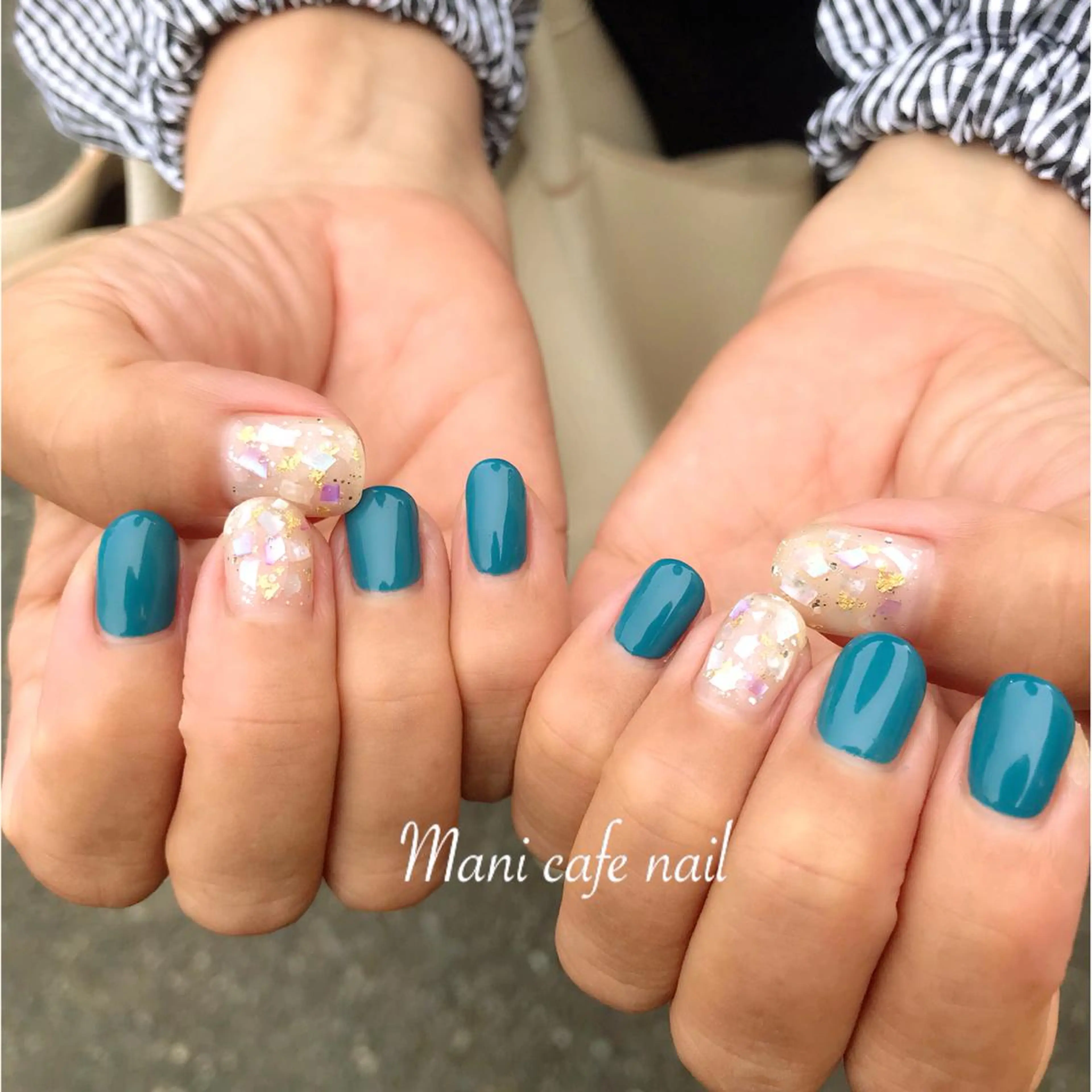 ネイル ブルー ハンドネイル Mani cafe nailのネイルデザイン