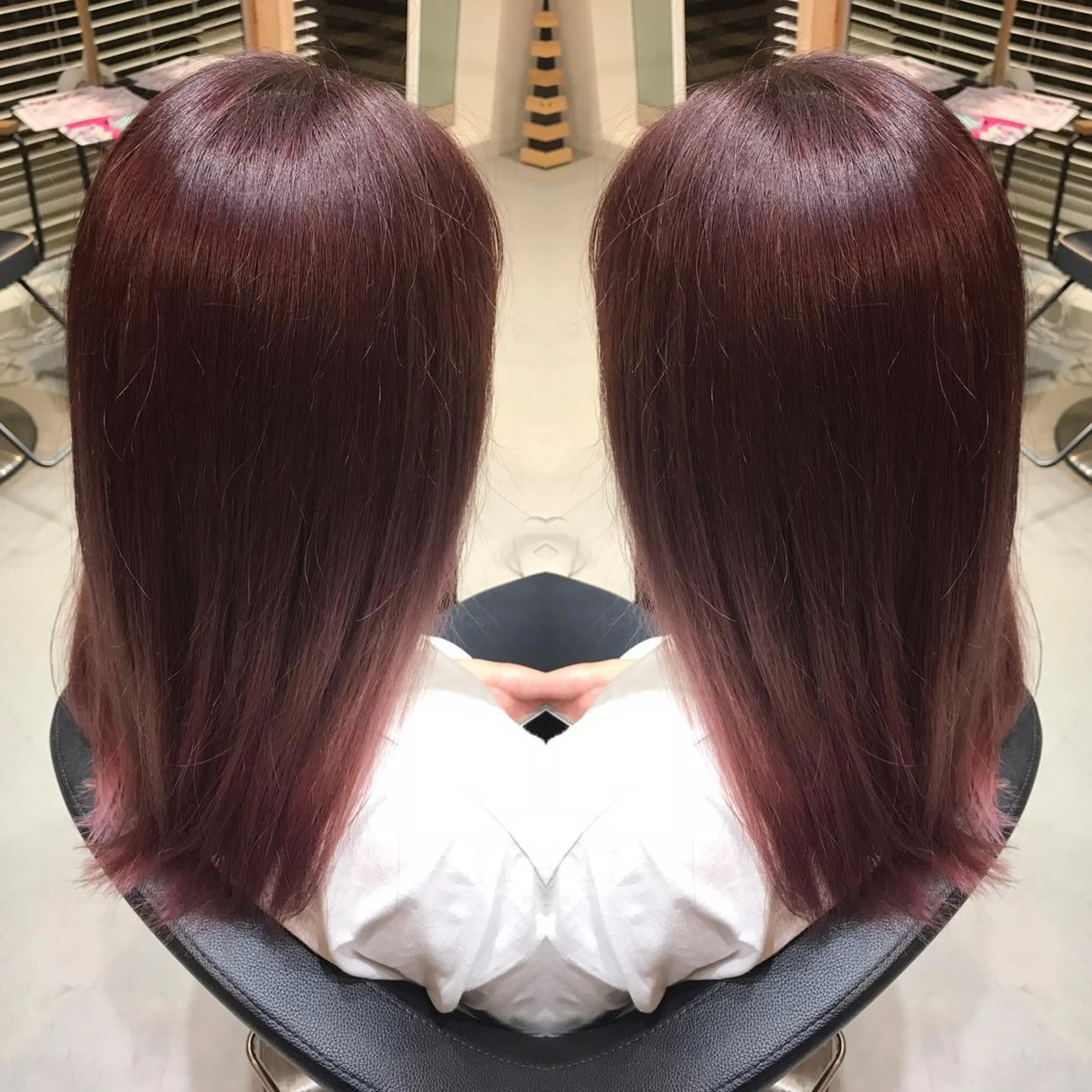 セミロング カラー ピンクカラー シアーピンク ヘアカラー 大久保 隆蔵のヘアスタイル