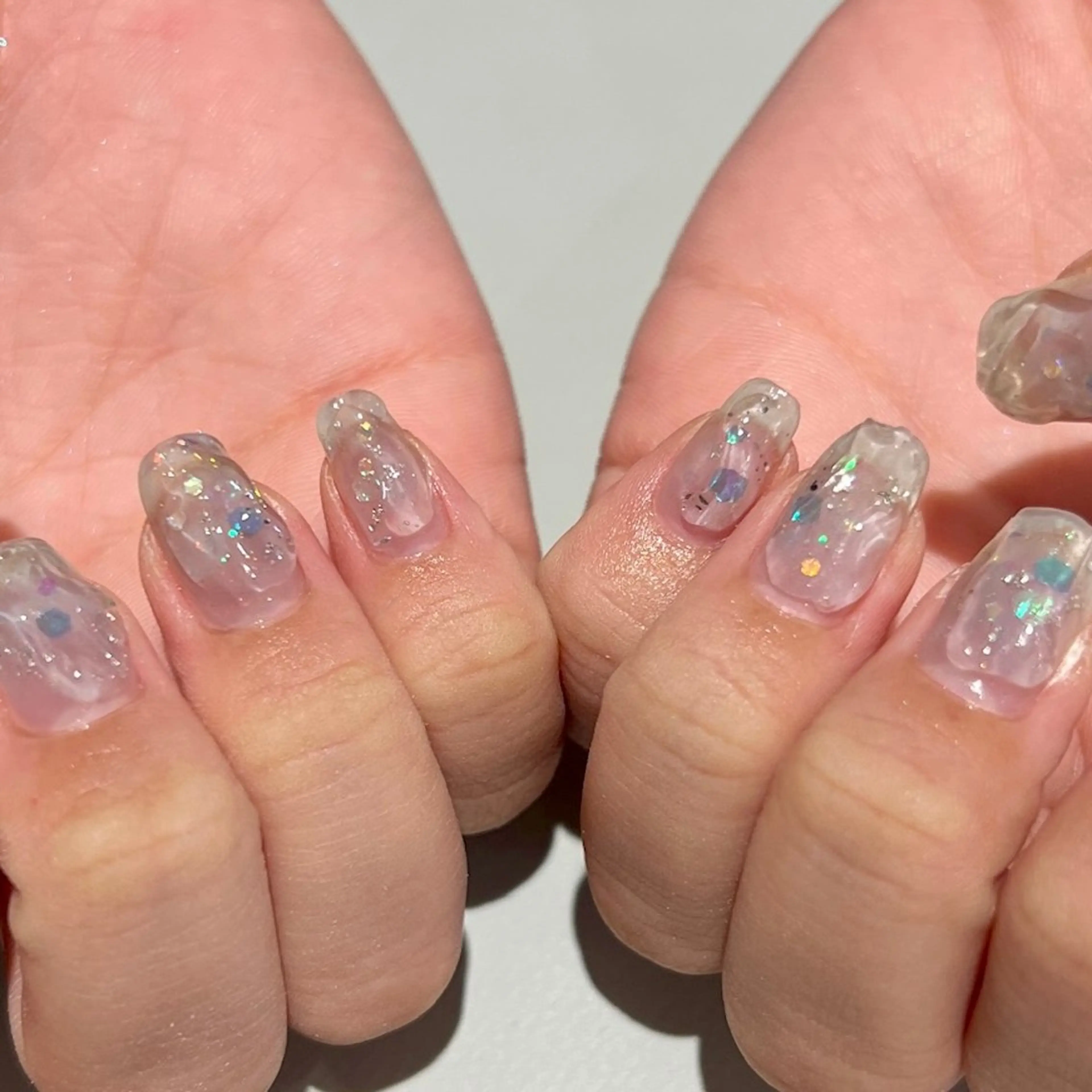 ネイル ジェルネイル キラキラネイル 持ち込み ニュアンスネイル パラジェル ハンドネイル 【池袋】nuts nail　なつみのネイルデザイン