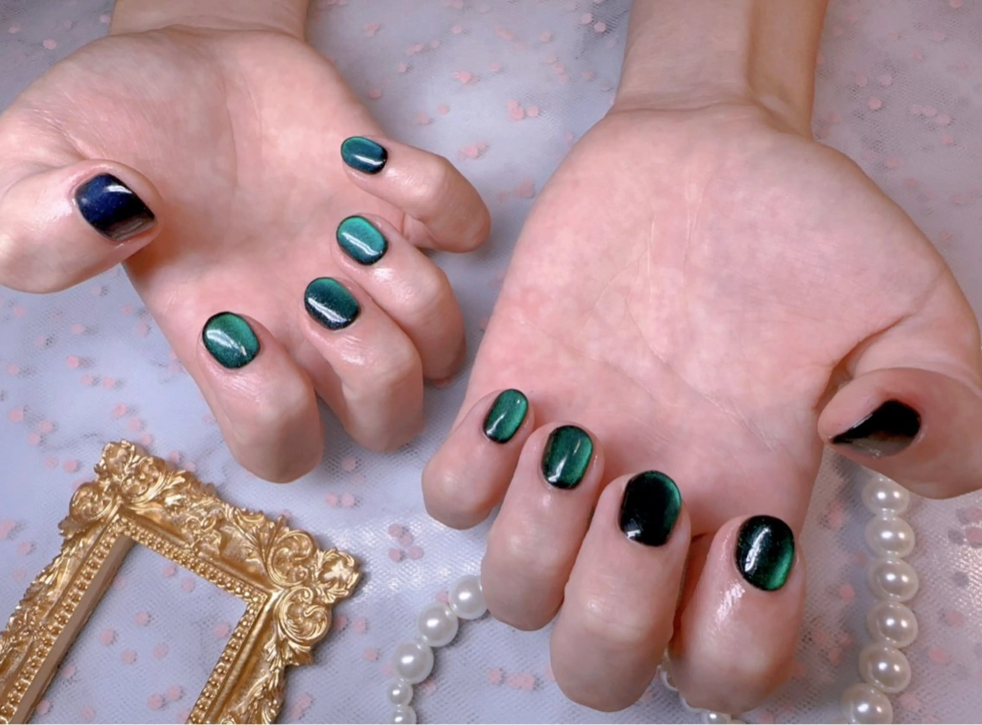 メンズ ネイル メンズ韓国風 オーロラネイル フットネイル 韓国ネイル ラメ(グリッター) Belle nail salon 新小岩のネイルデザイン