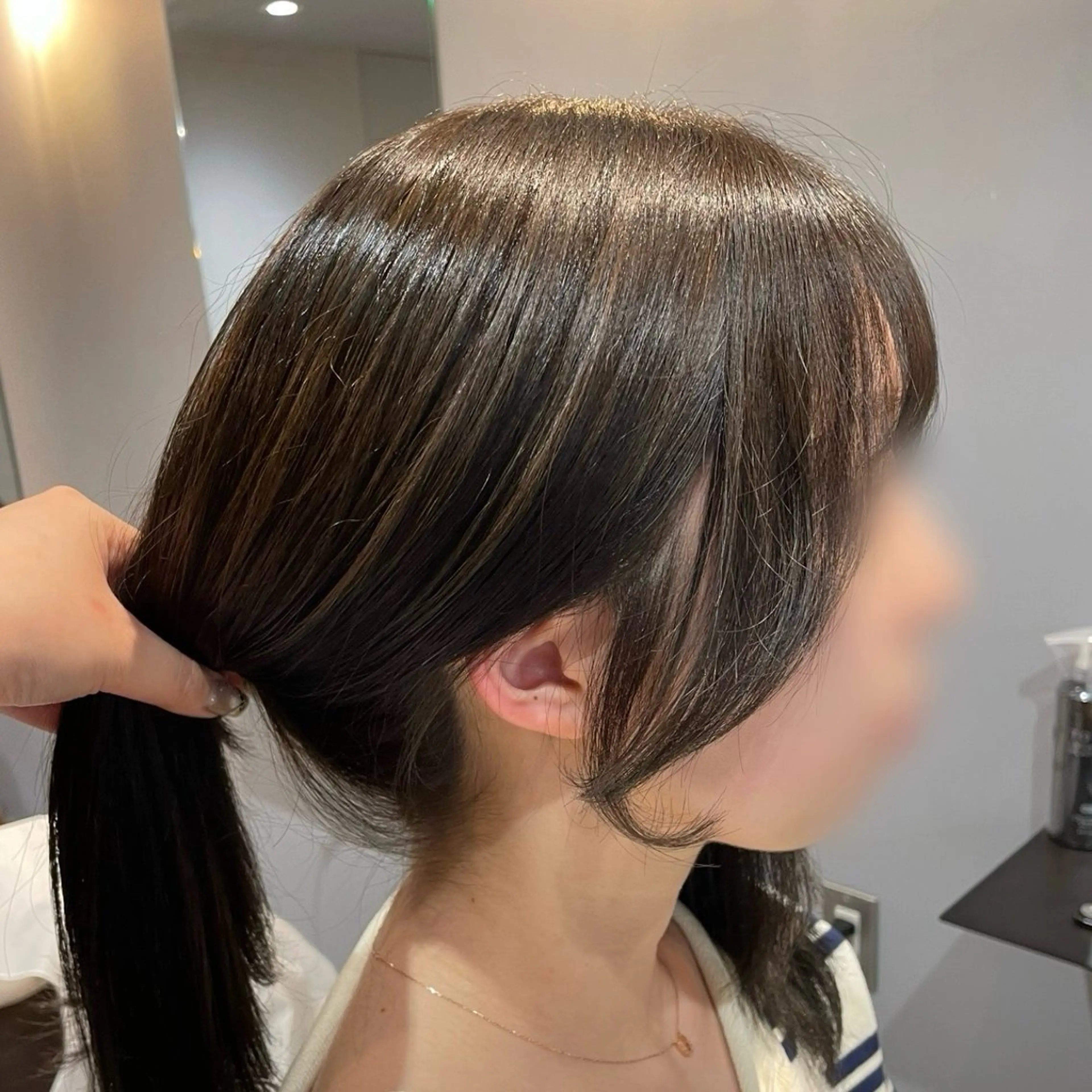 セミロング 顔周りカット 似合わせカット 小顔カット Mimi🎀ブリーチ なし透明感 Ｗカラーのヘアスタイル