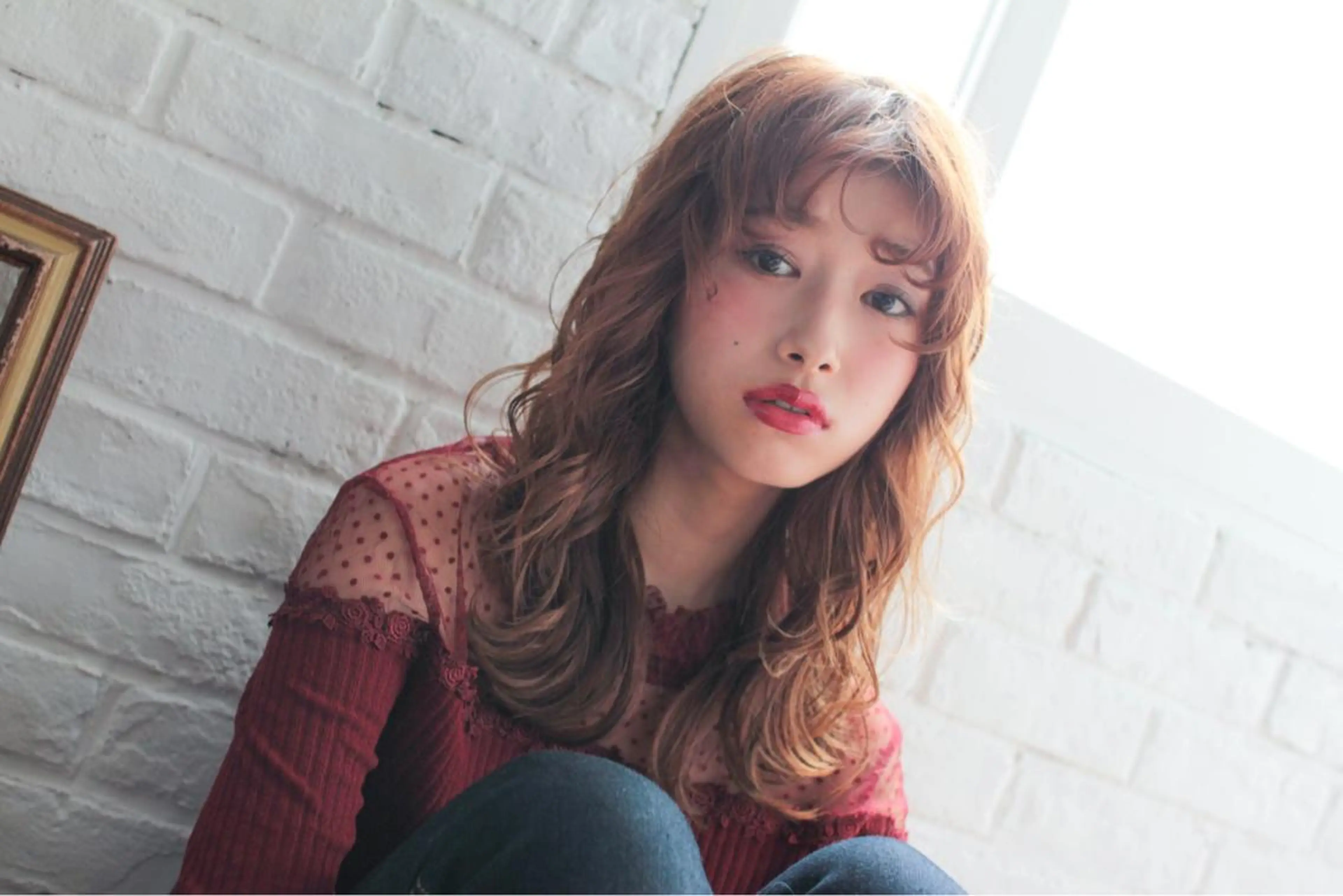 ロング カラー パーマ 岩出 俊のヘアスタイル