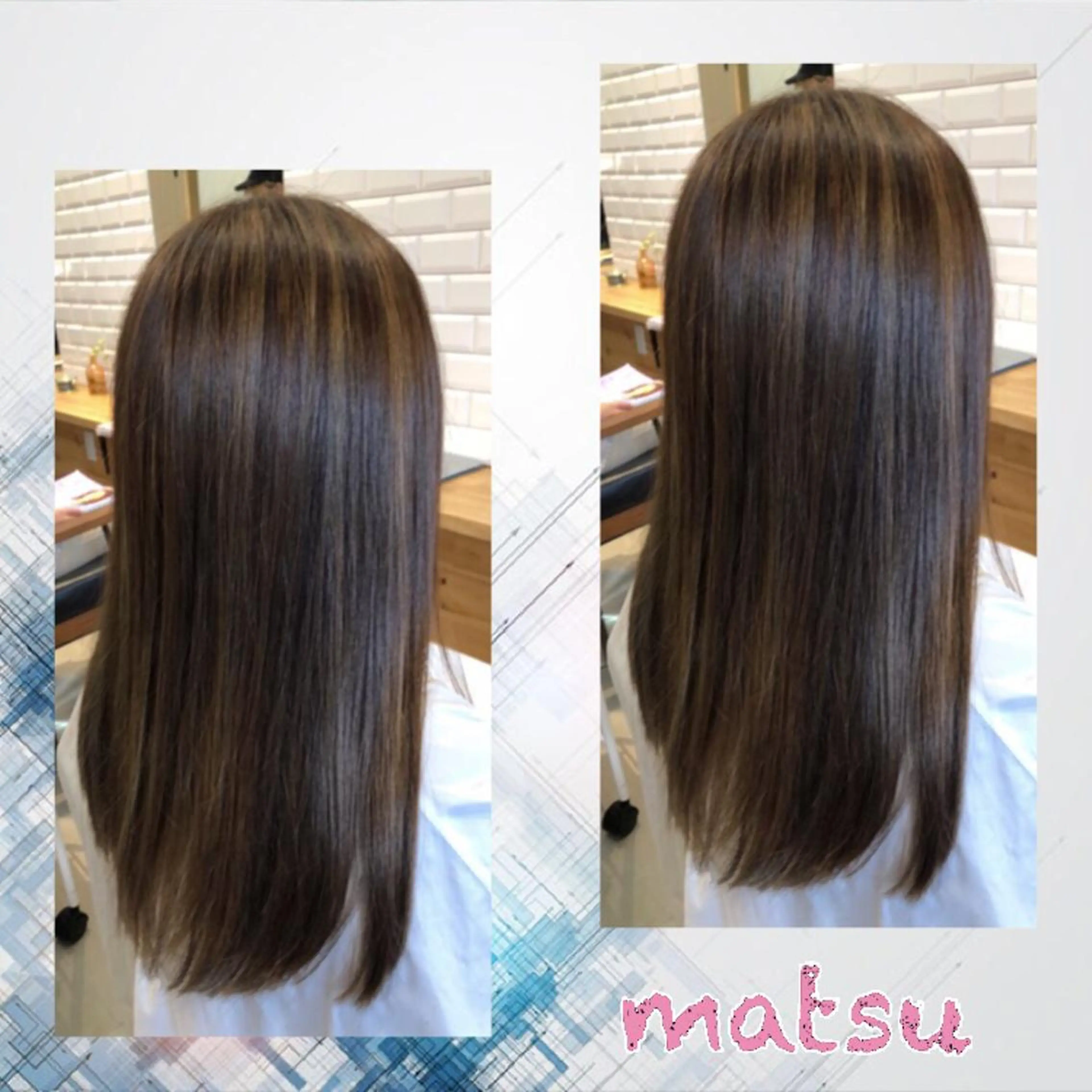 ロング カラー ダブルカラー ハイライトカラー ハイライト MATSU 🌟韓国🇰🇷のヘアスタイル