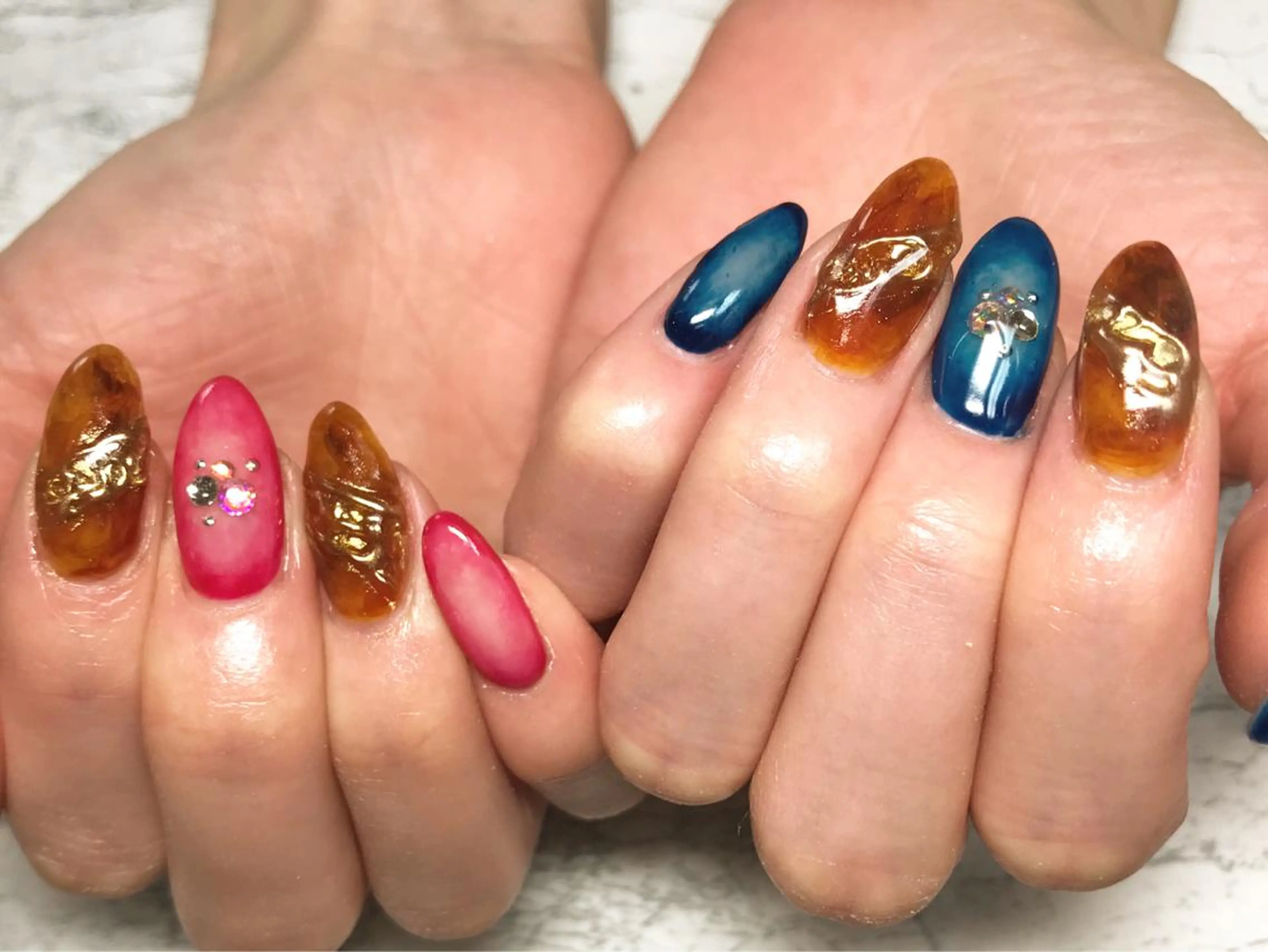 ネイル べっ甲ネイル フットネイル ニュアンスネイル シンプルネイル 春ネイル ネイル フフラ所属・nail fufla ♡yamane♡のネイルデザイン