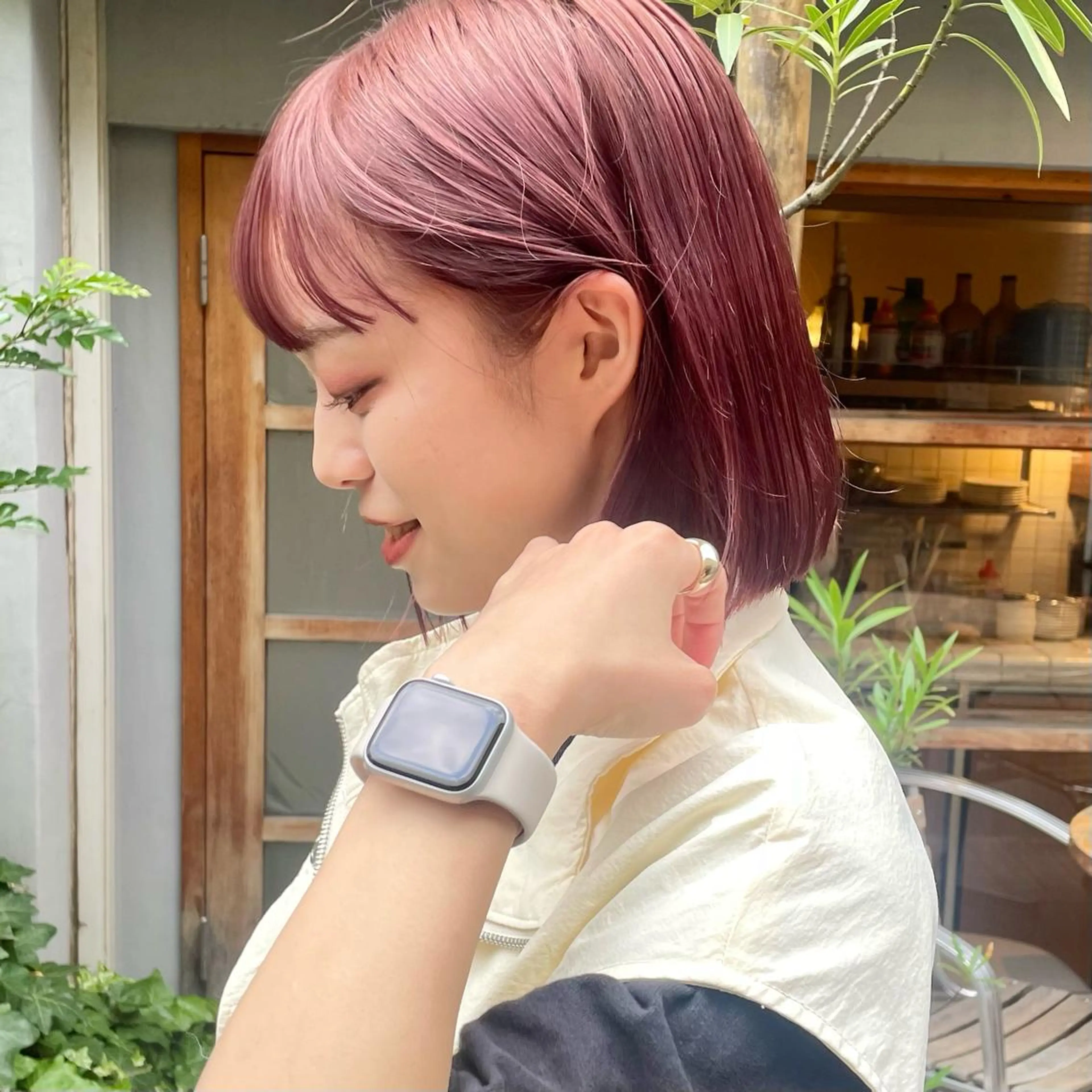 ミディアム カラー オレンジピンク ピンクカラー 似合わせカット カット ヘアカラー トリートメント 🍊暖色×顔周り 🍊cocoroのヘアスタイル