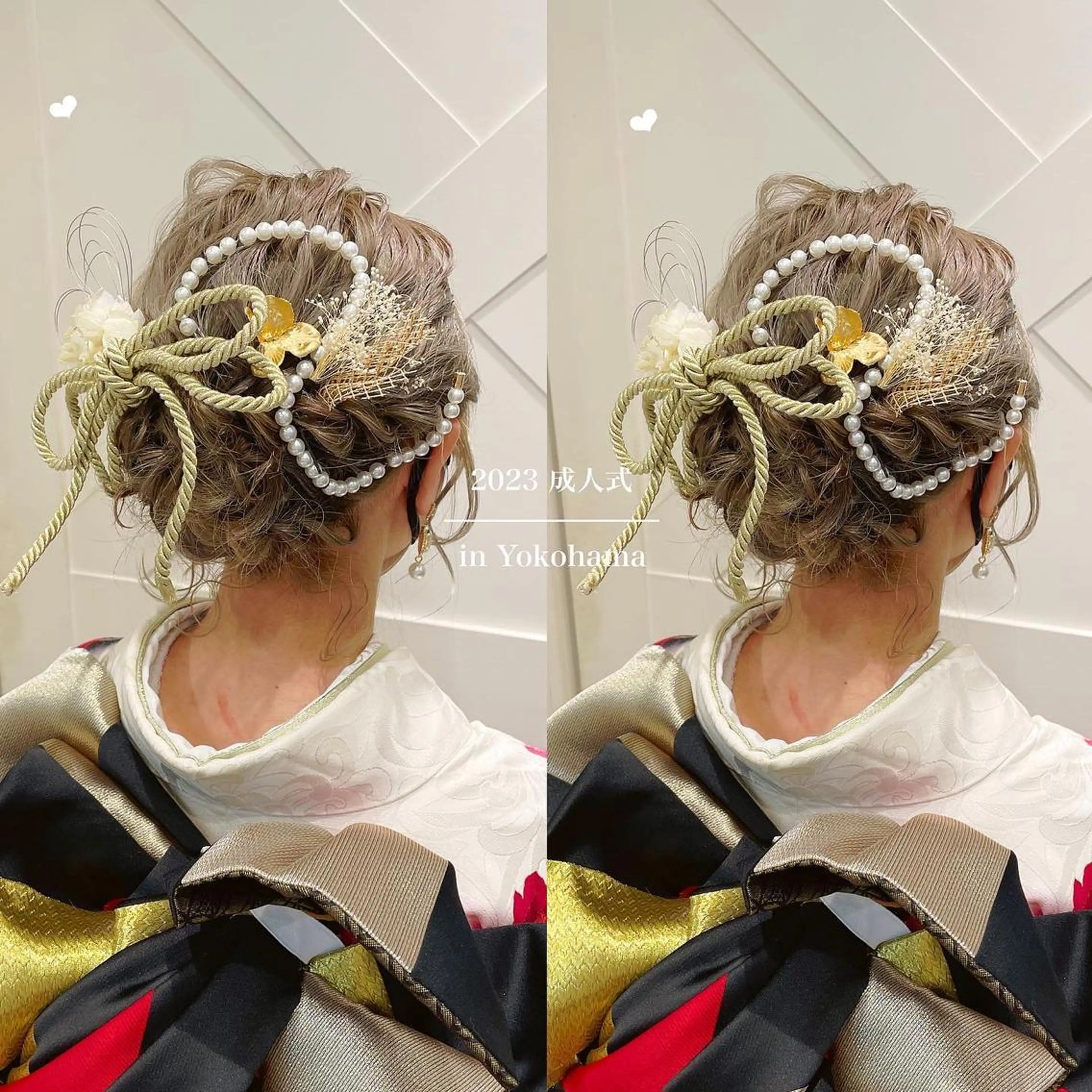 ミディアム ヘアアレンジ 成人式 ボブ エクステ/ハイトーン 🐏☁️miminaのヘアスタイル