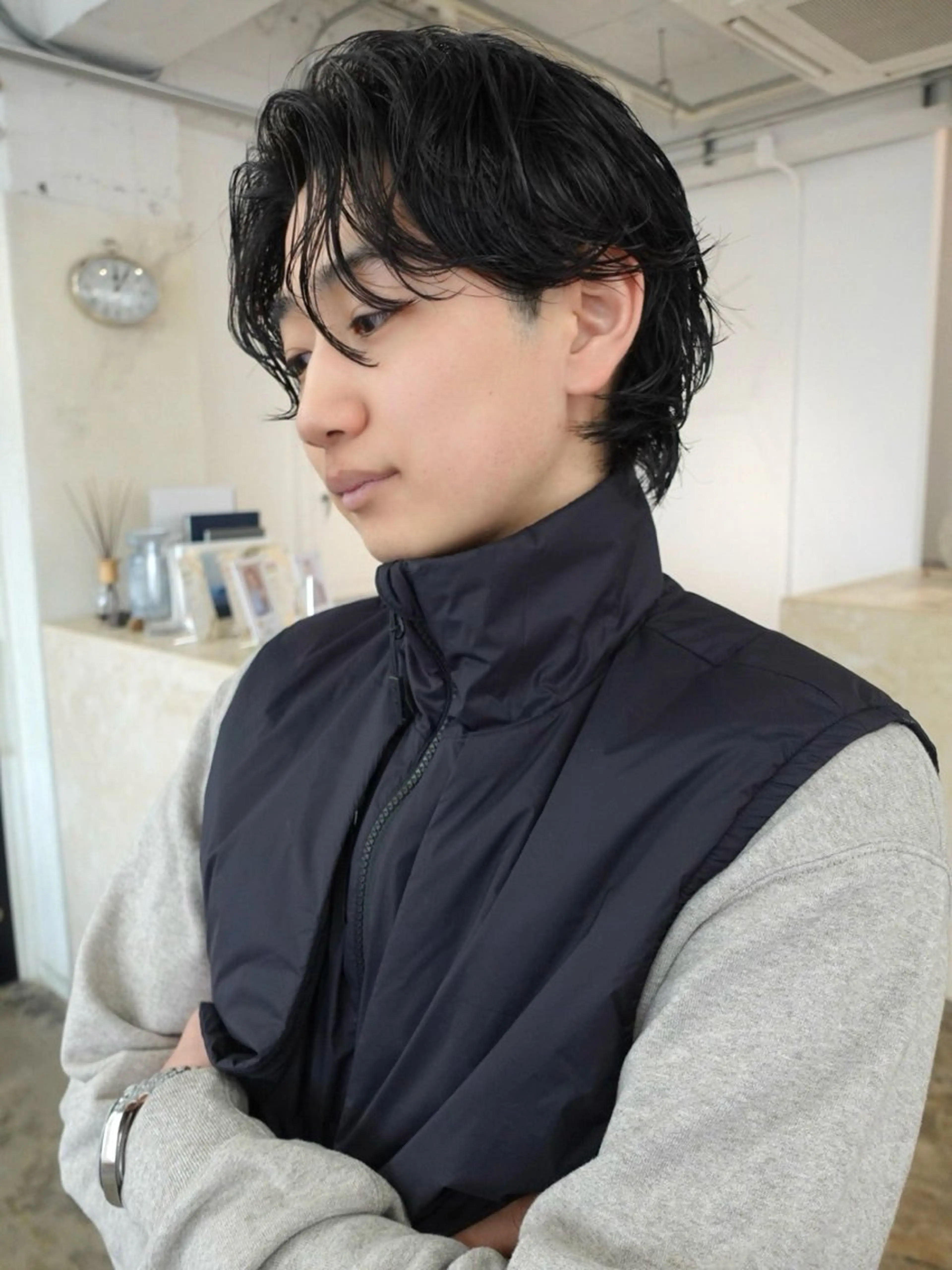 ショート パーマ メンズ センターパート メンズパーマ カット パーマ 似合わせカット ケアパーマ喜来雅由のヘアスタイル