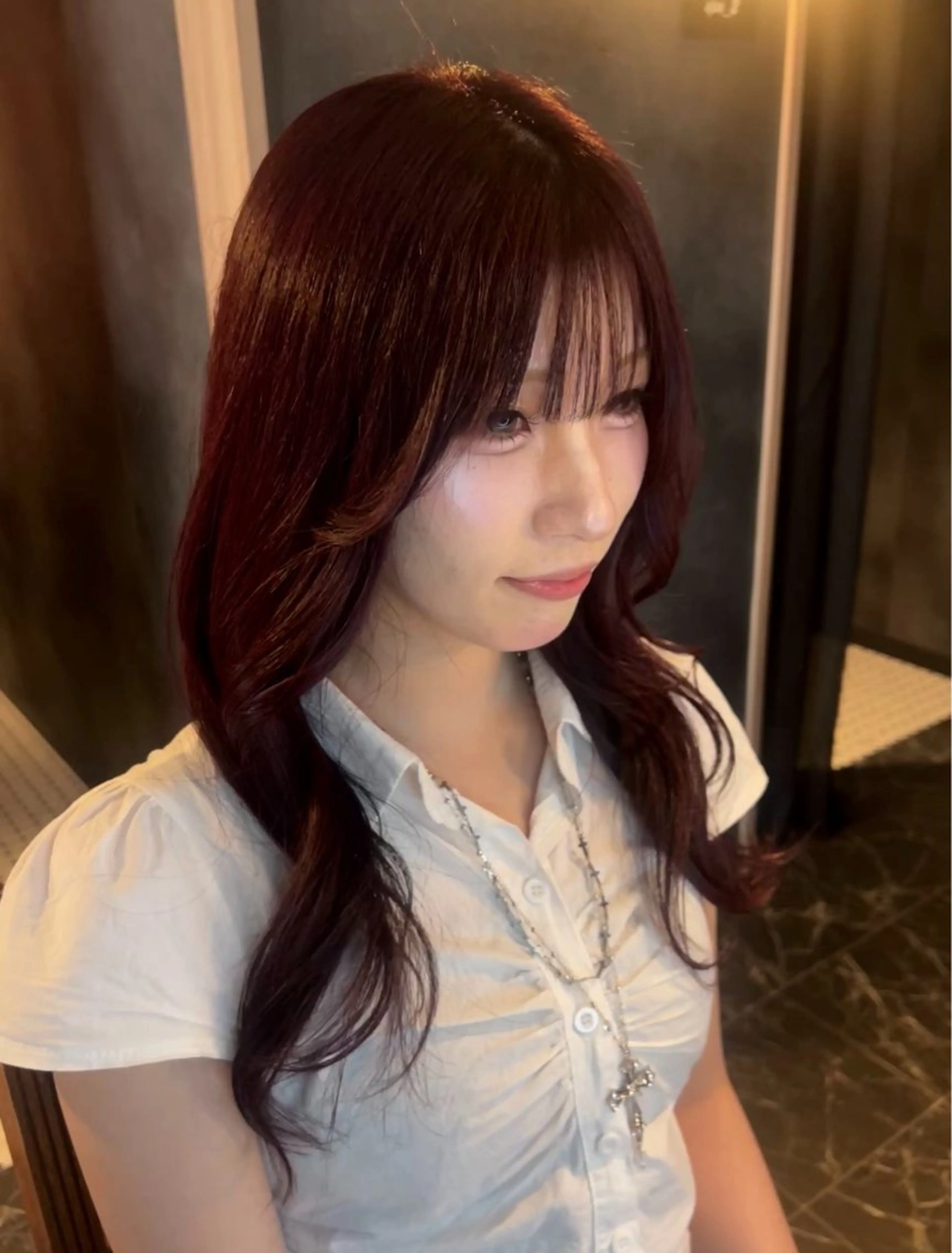 カラー レッドカラー 水田 芹七のヘアスタイル