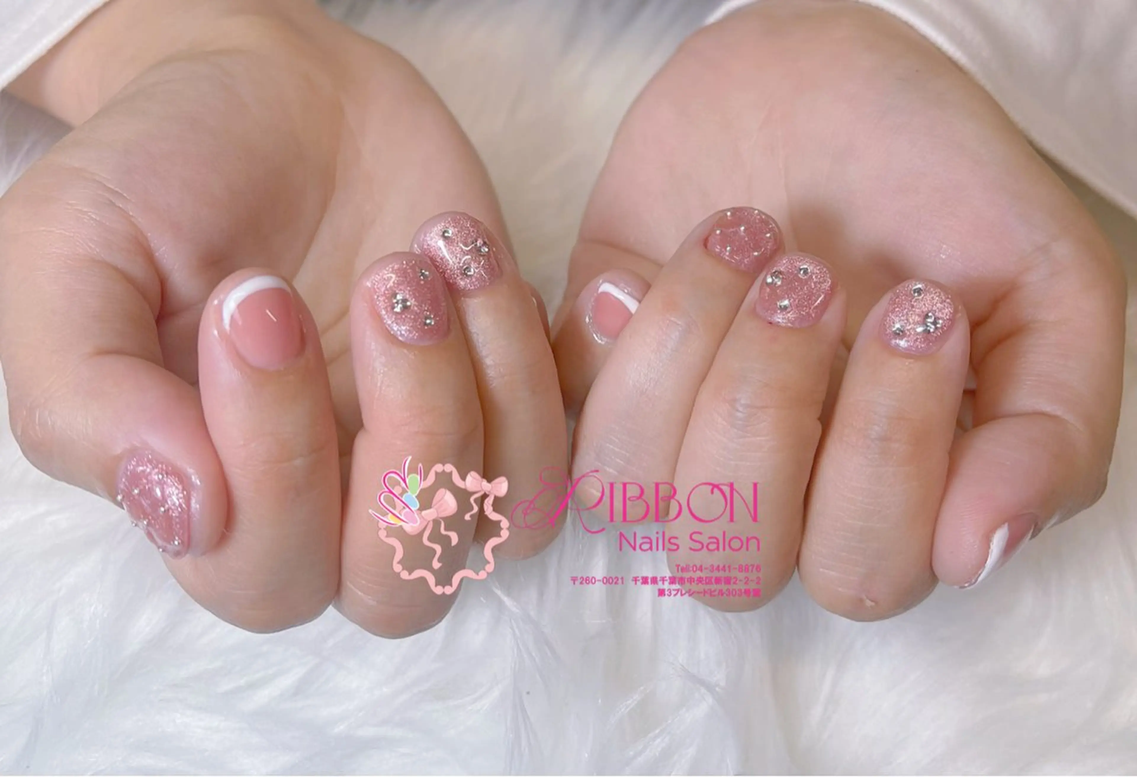 ネイル フレンチネイル ジェルネイル マグネットネイル 持ち込み ニュアンスネイル Ribbonnail salonのネイルデザイン